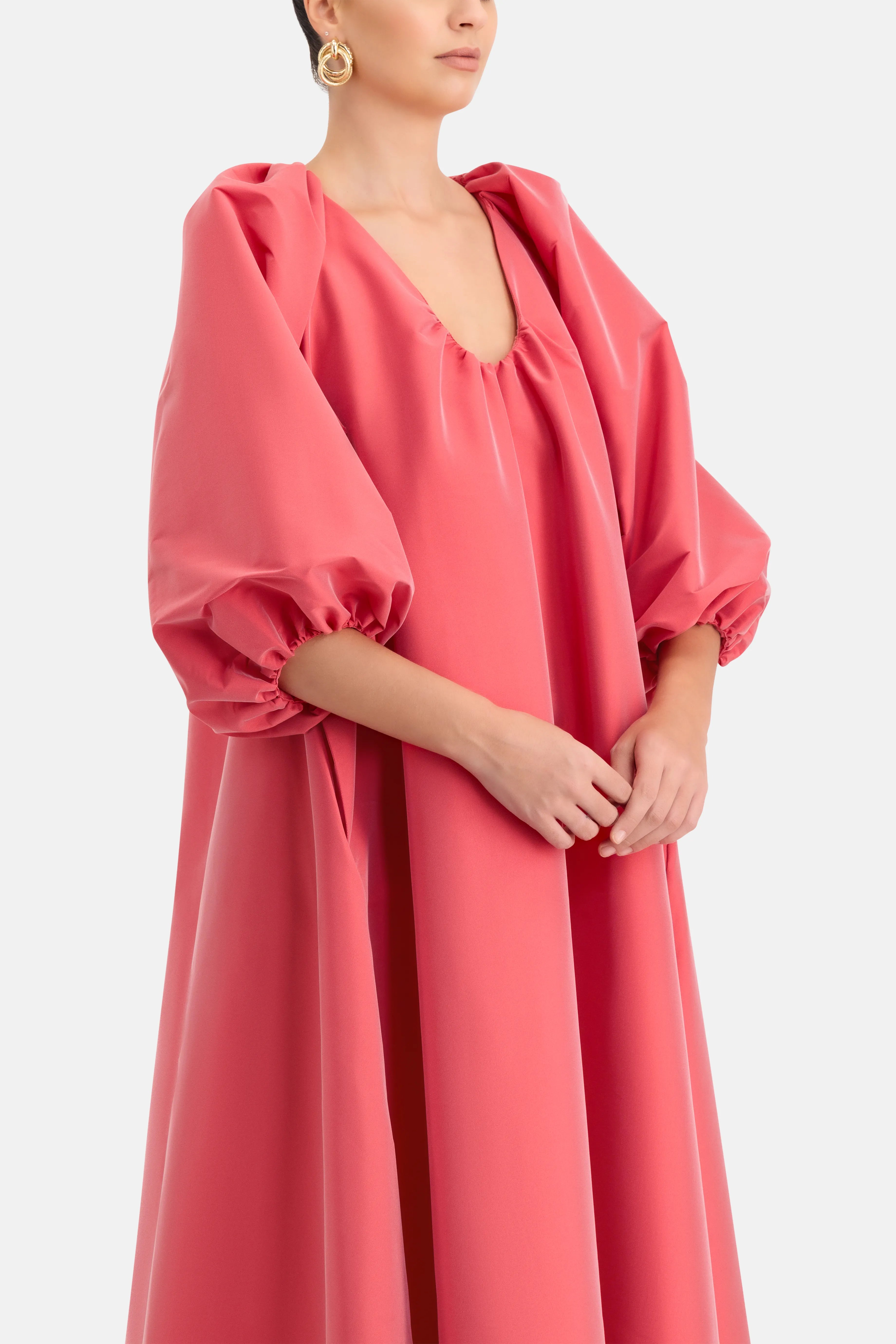 George Puff Sleeves Maxi Dress in Pink