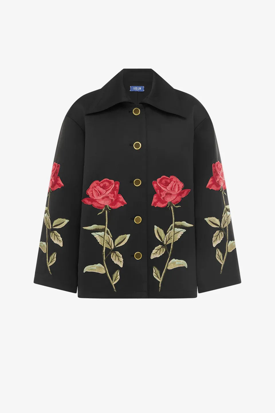 Leyna Embellished Rose Jacket in Black