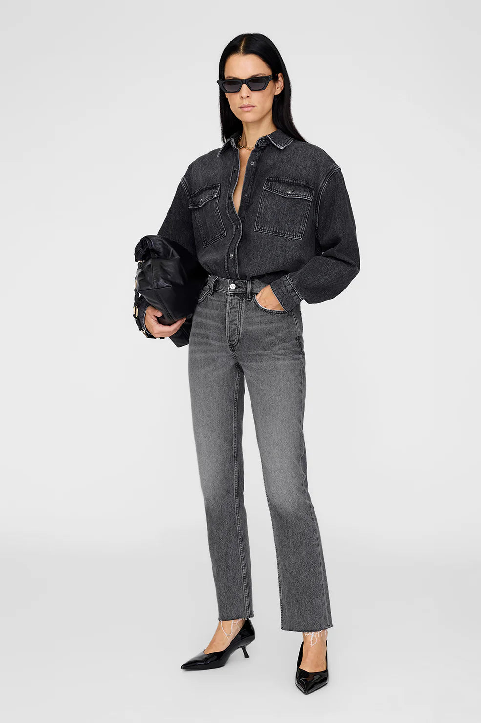 Paxton Denim Washed Cotton Shirt in Black