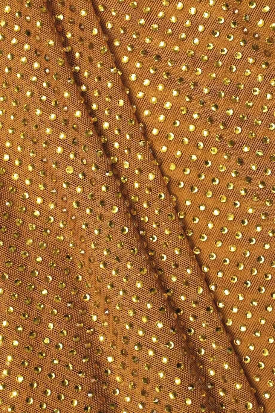Rhinestone Drape Evening Dress in Gold