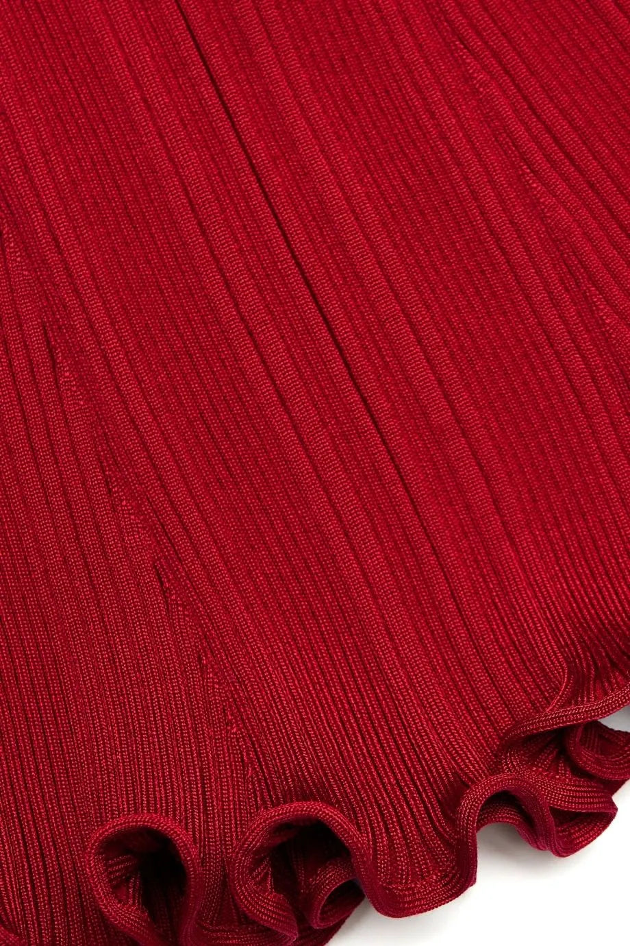 Pearl Trim Knit Midi Dress in Red