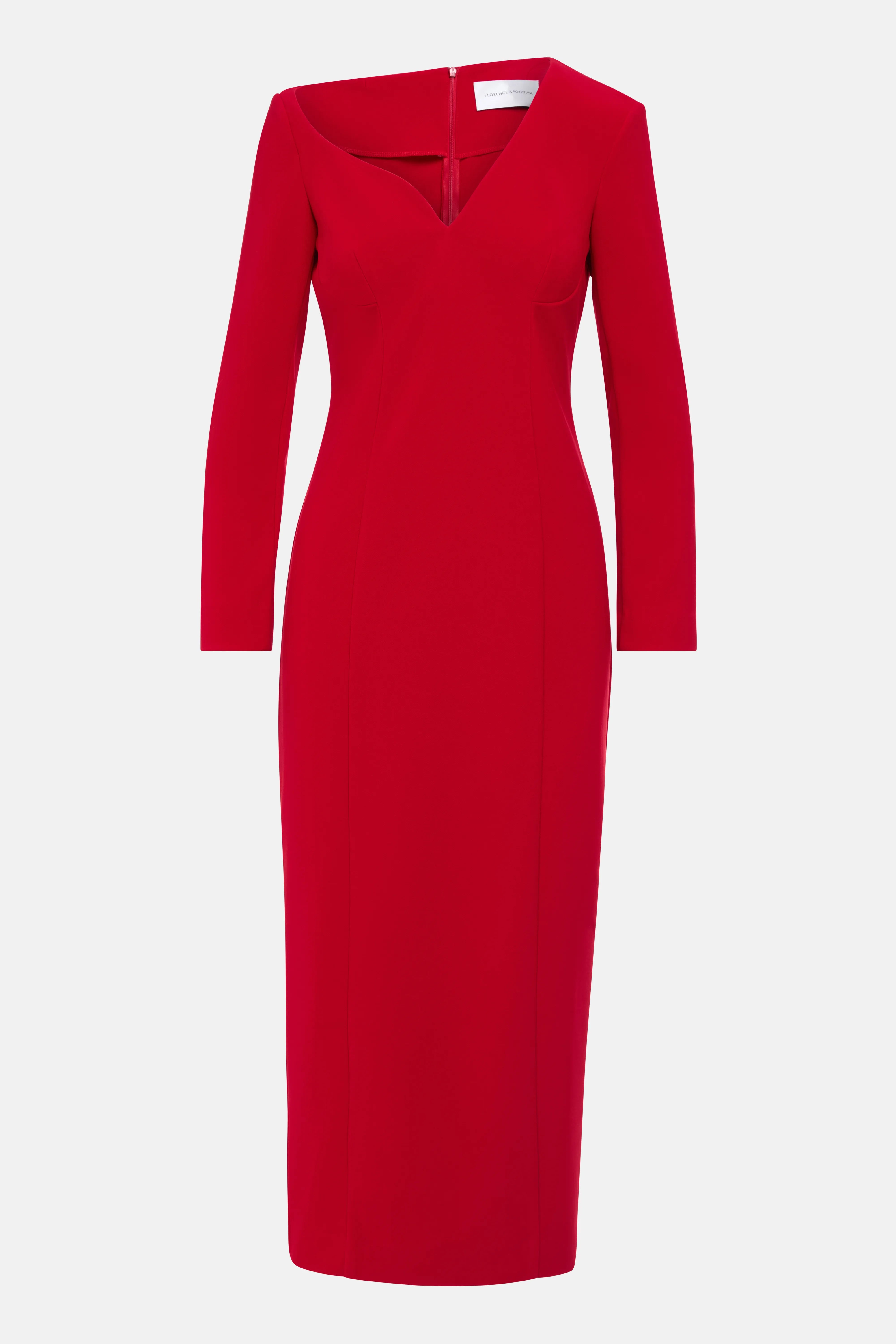 Bennet Asymmetric Midi Dress in Red