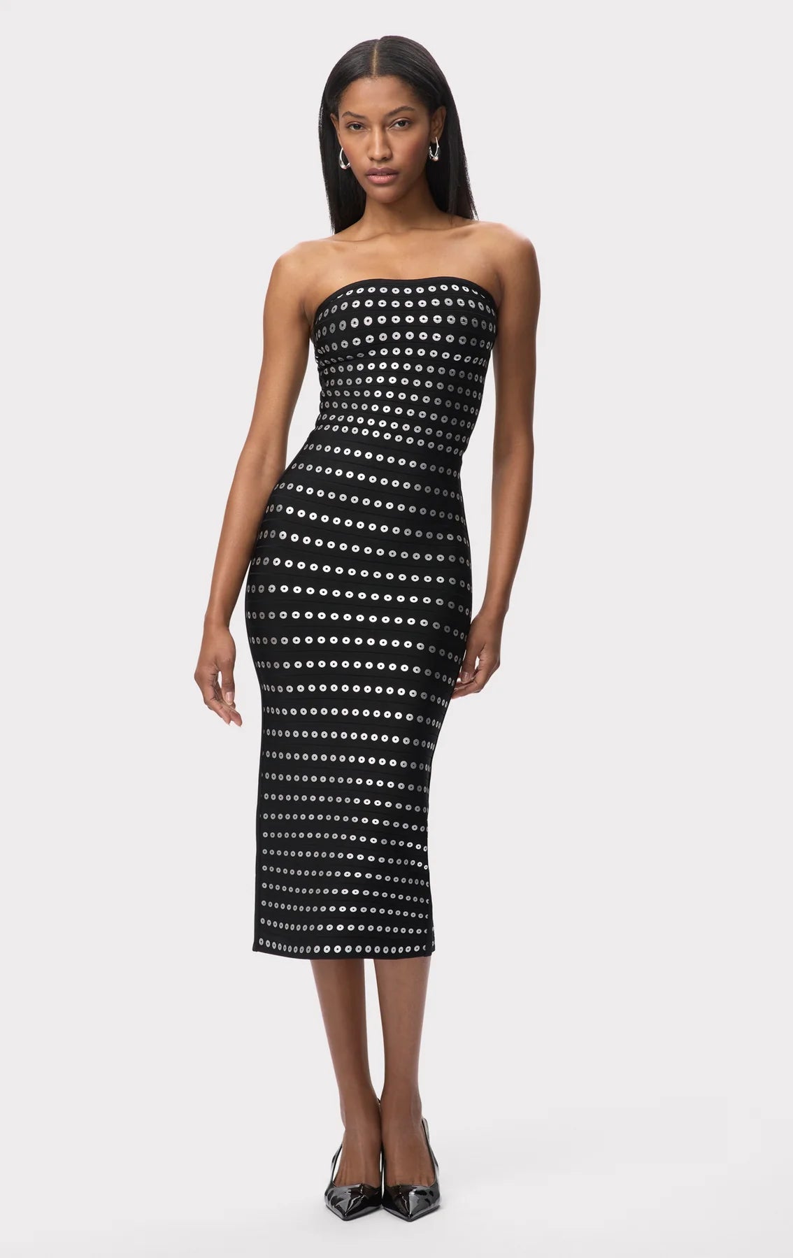 Eira Bandage Knit Midi Dress in Black