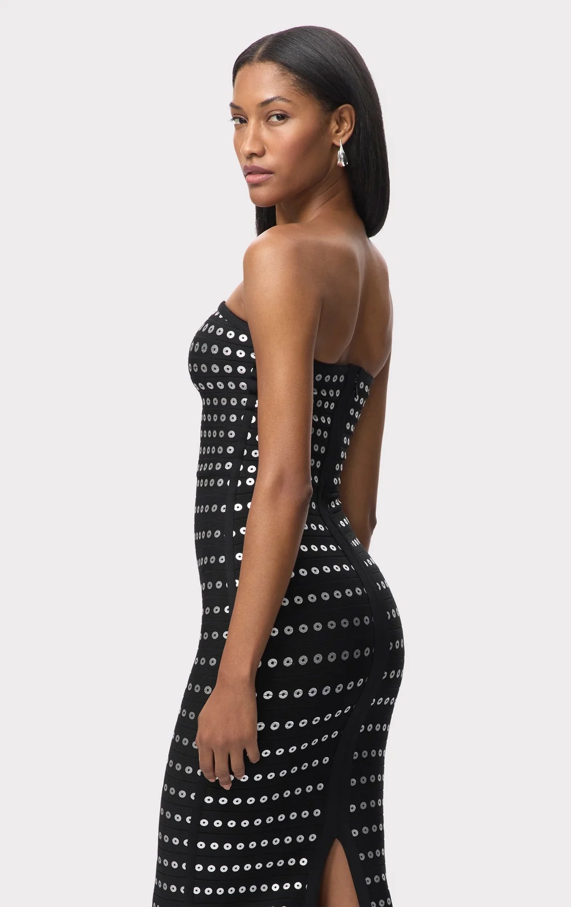 Eira Bandage Knit Midi Dress in Black