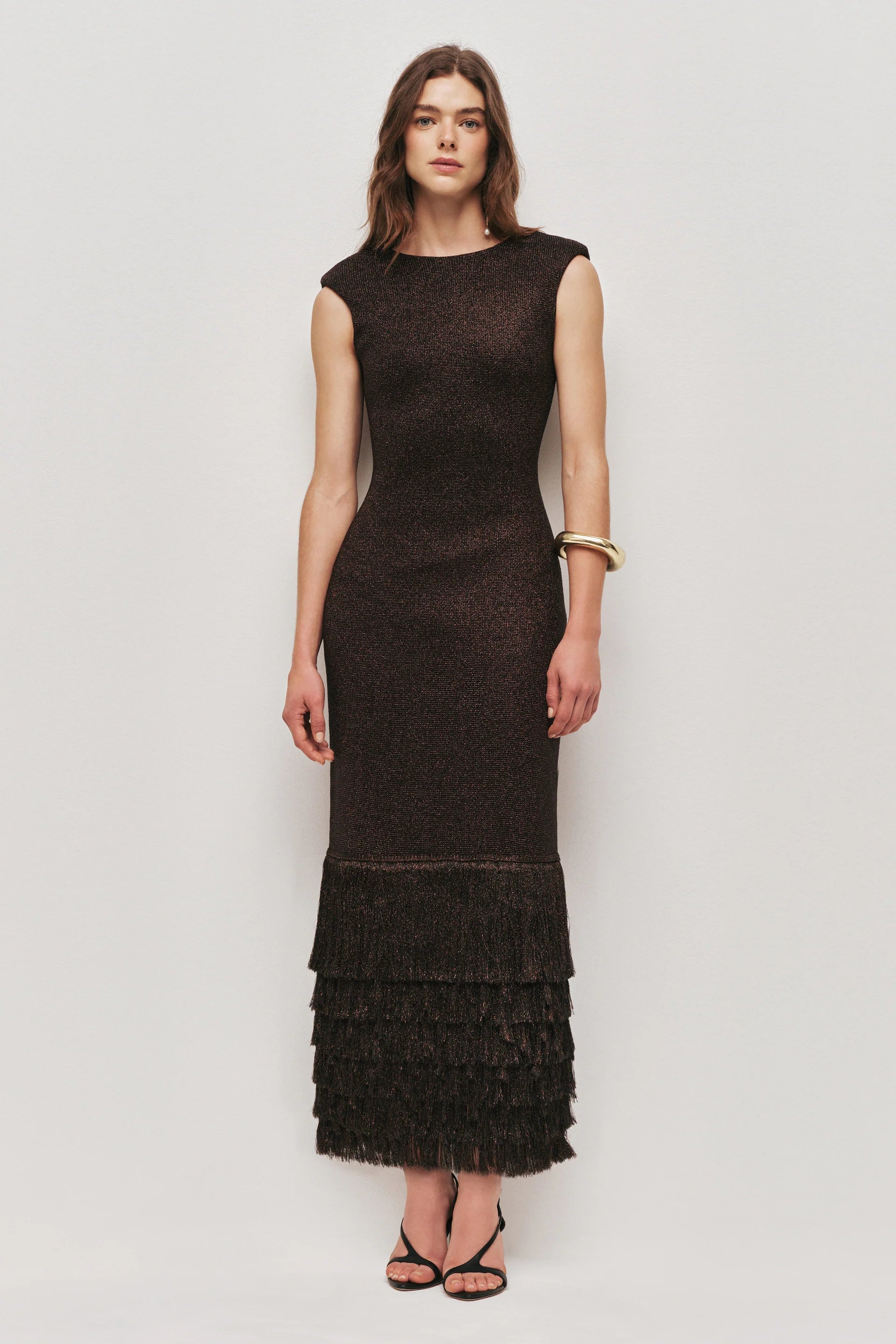 Breeze Knit Midi Dress In Brown