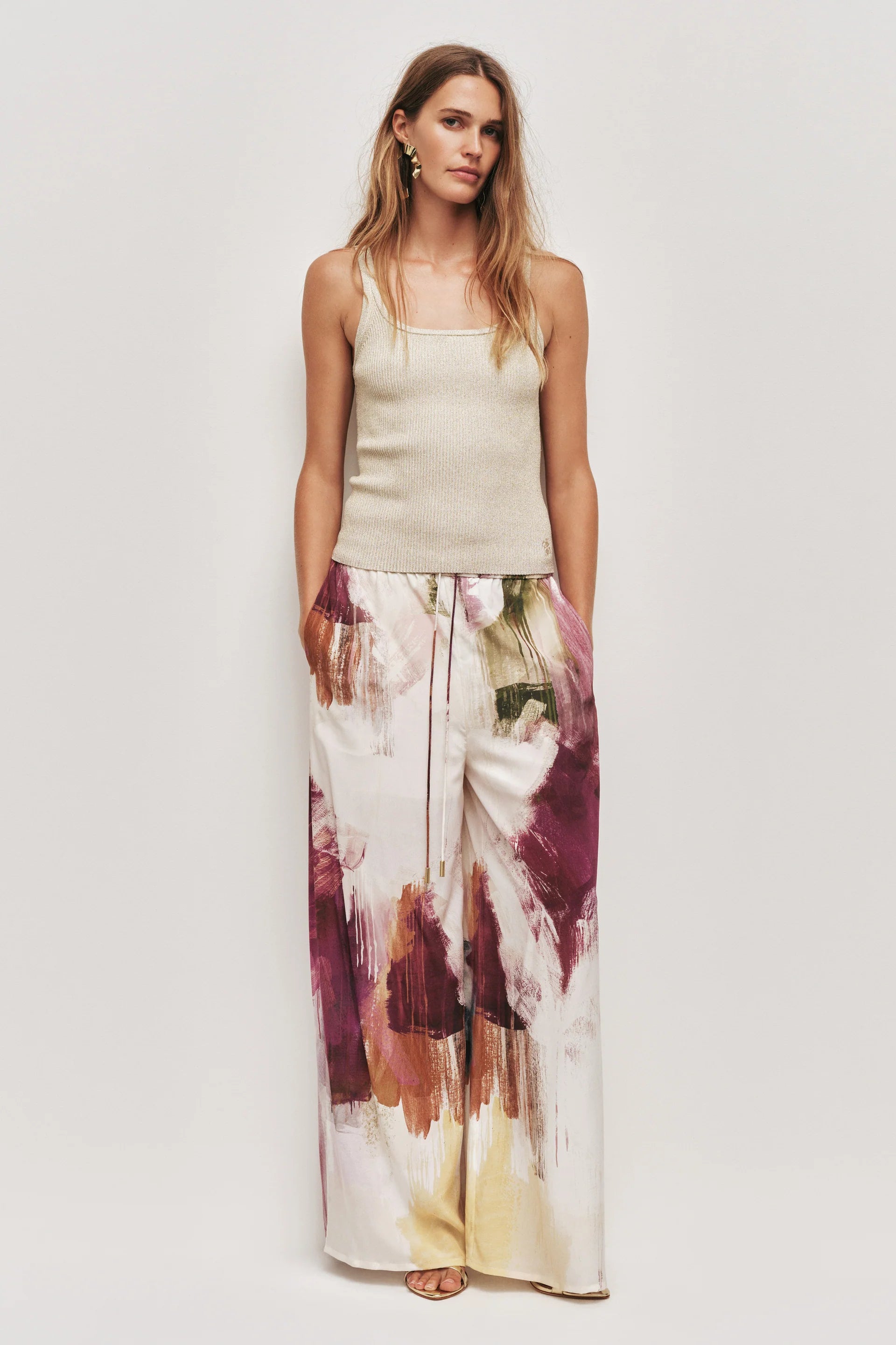 Atomic Silk Wide Legged Pants In White