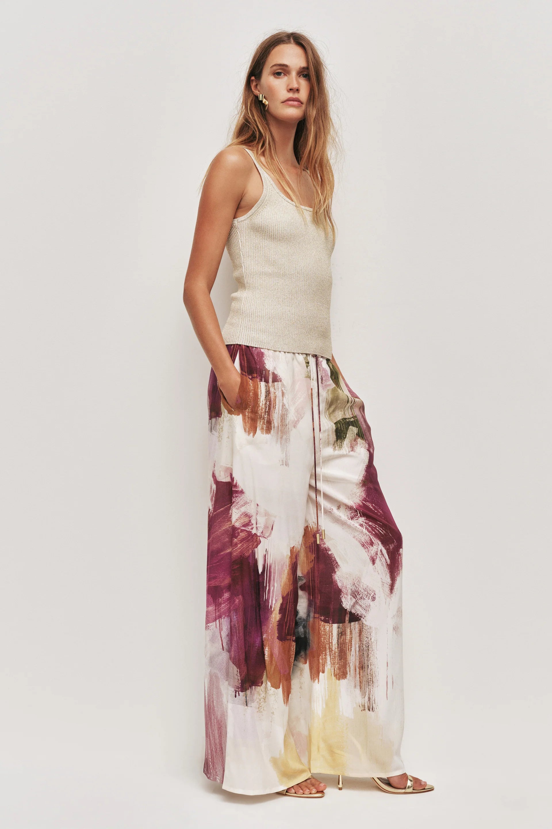 Atomic Silk Wide Legged Pants In White