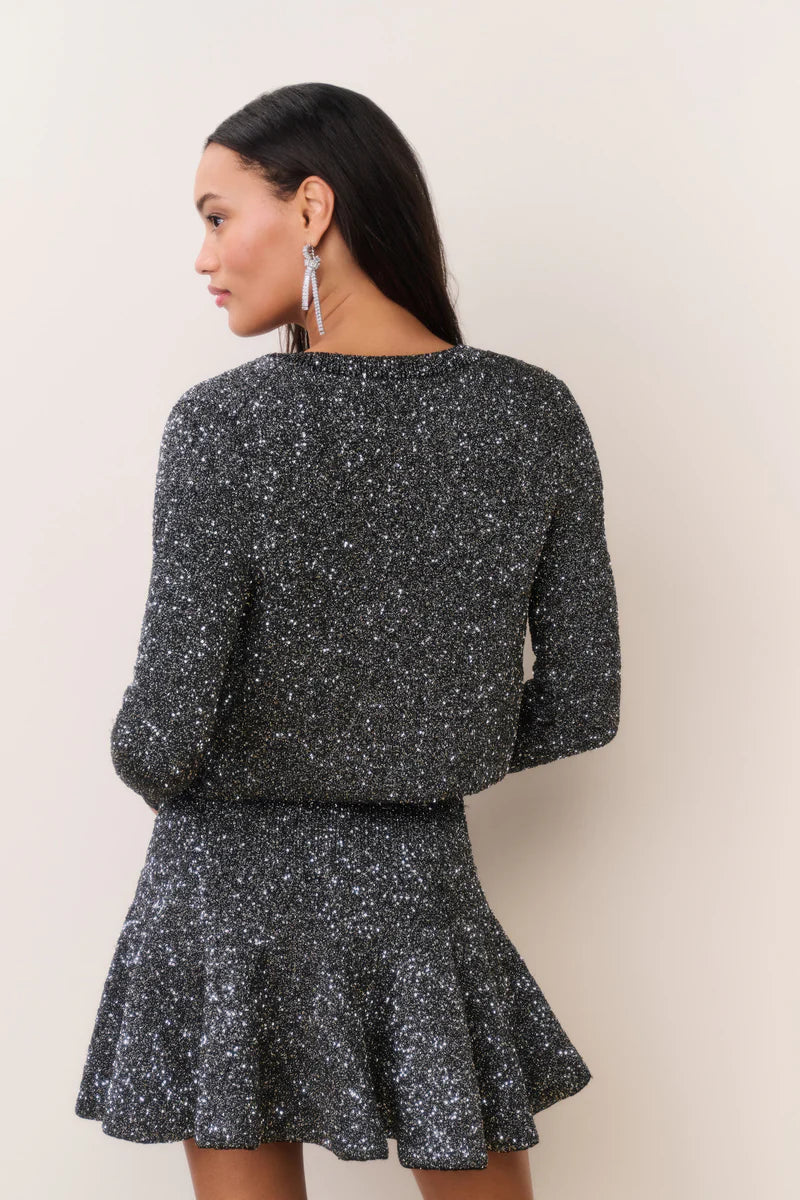 Ferra Cropped Knit Cardigan In Grey