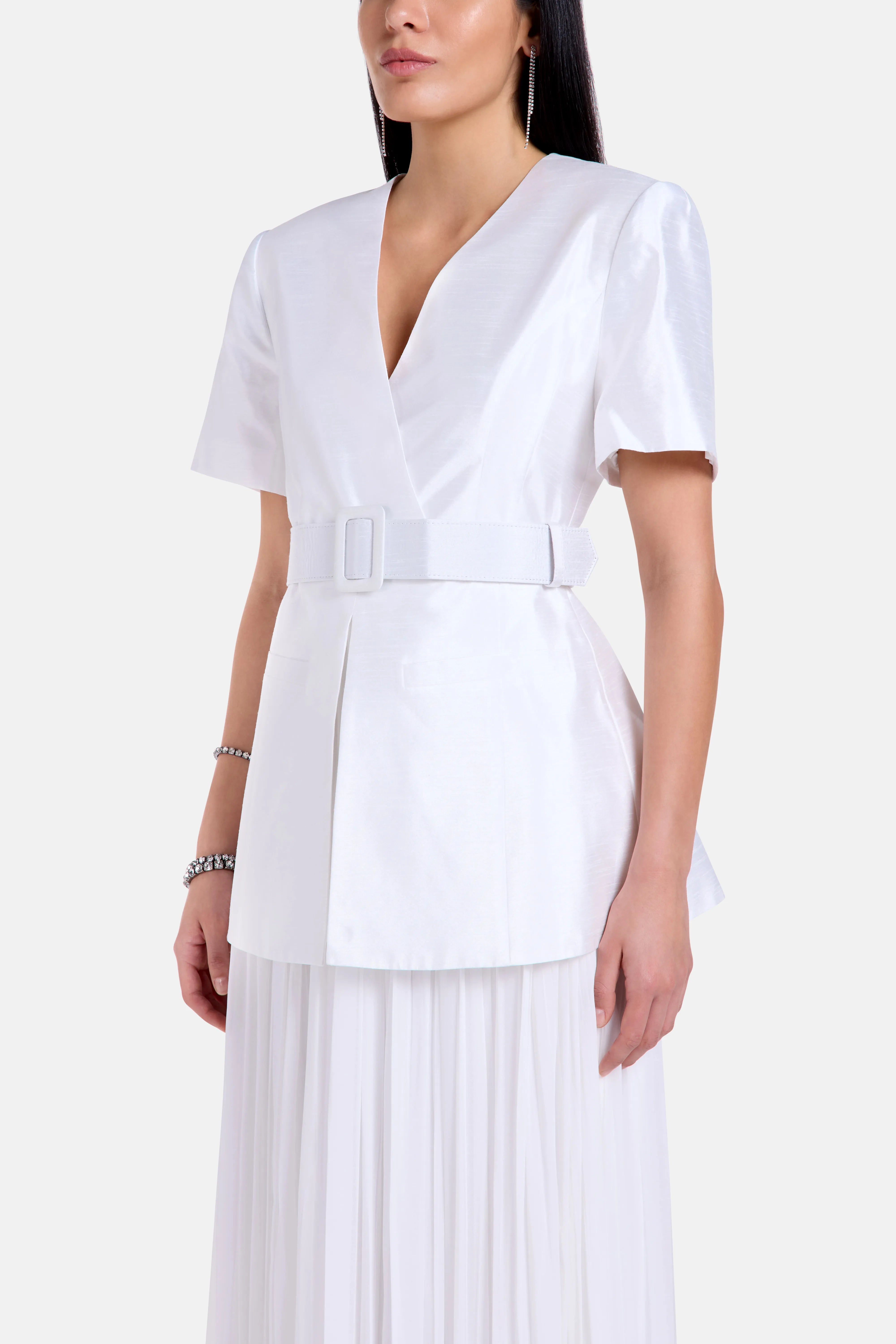 Raisa Belted Maxi Dress in White