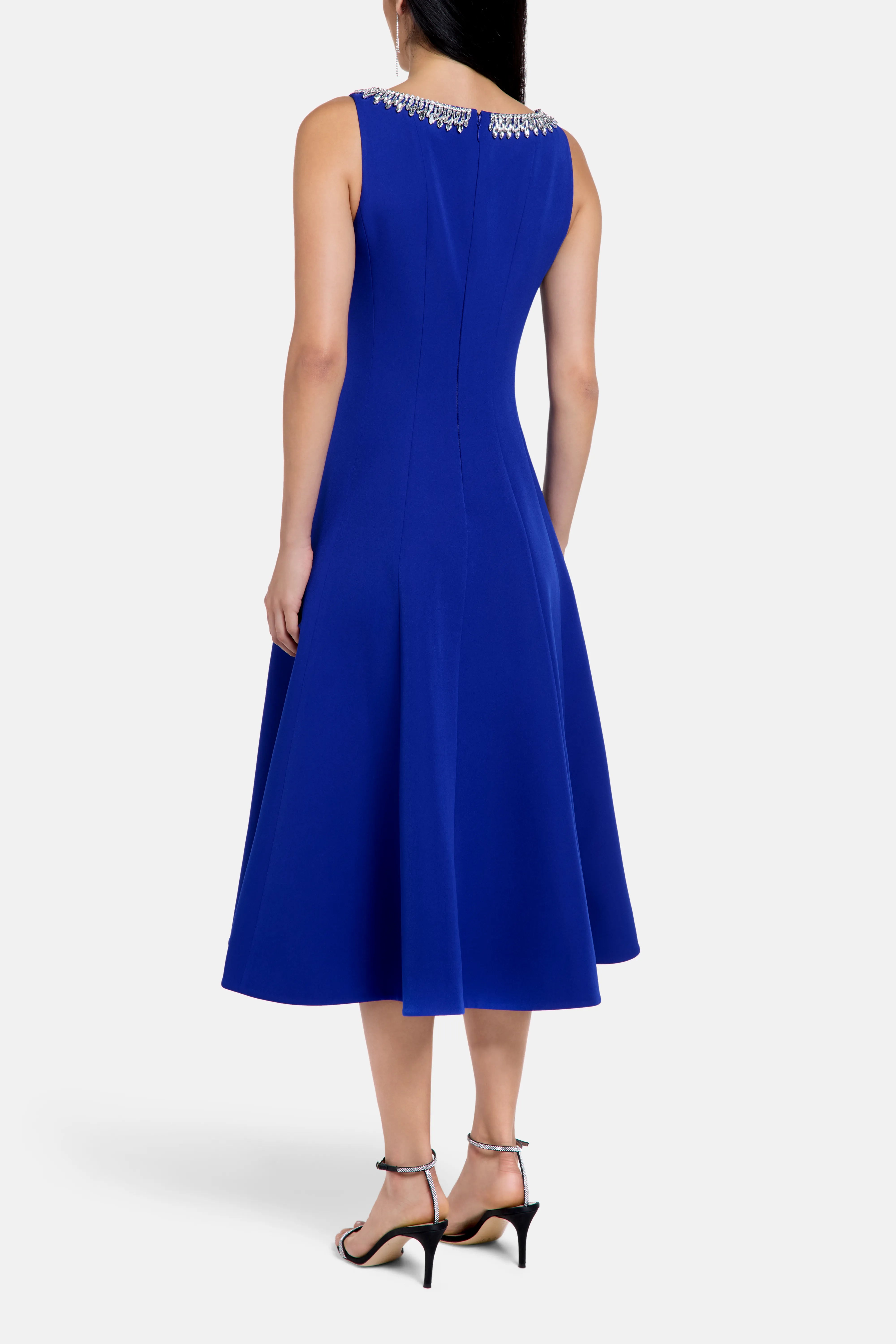Isella Crystal Embellished Sleeveless Evening Dress in Blue