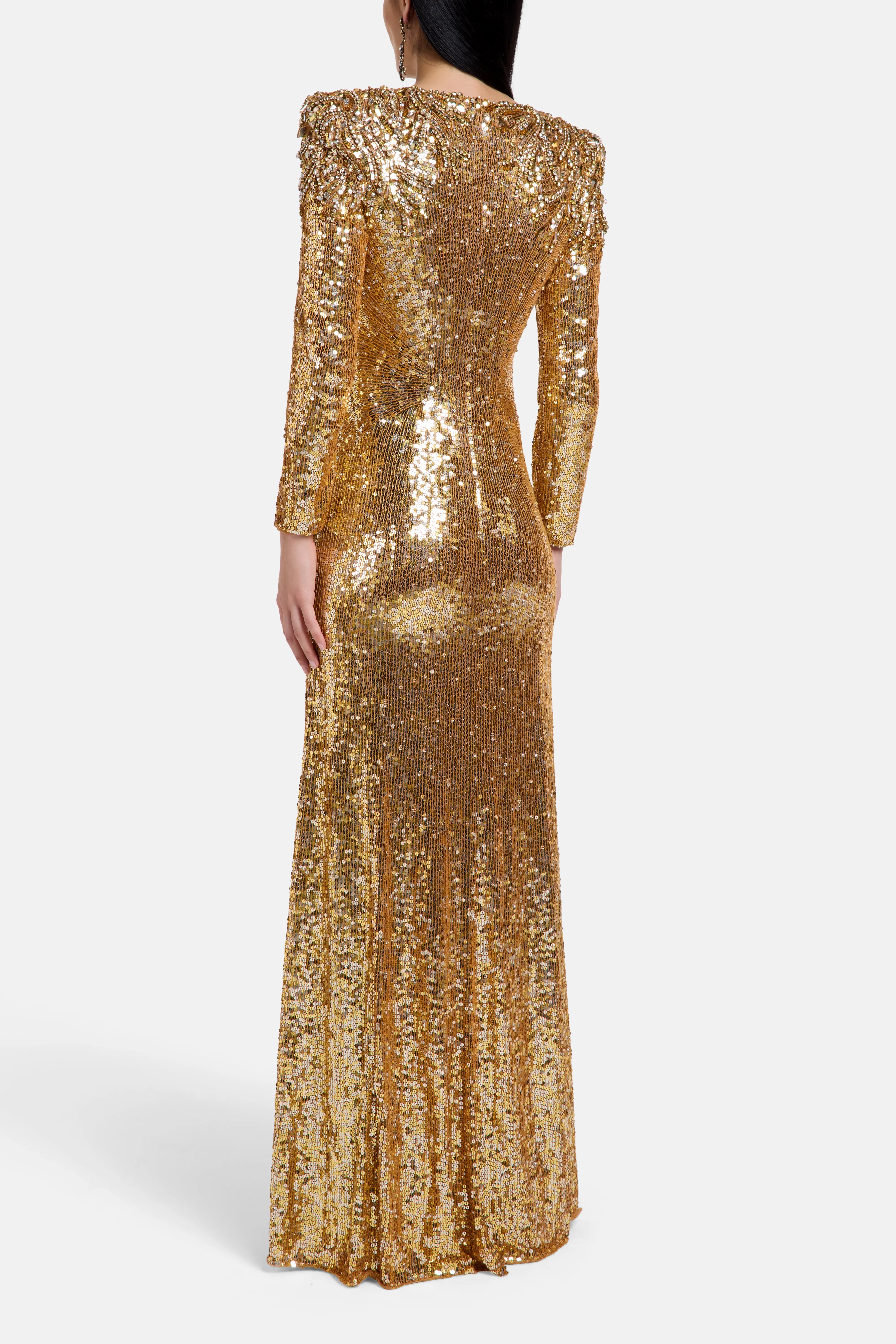 Dulcet Embellished Evening Dress in Gold