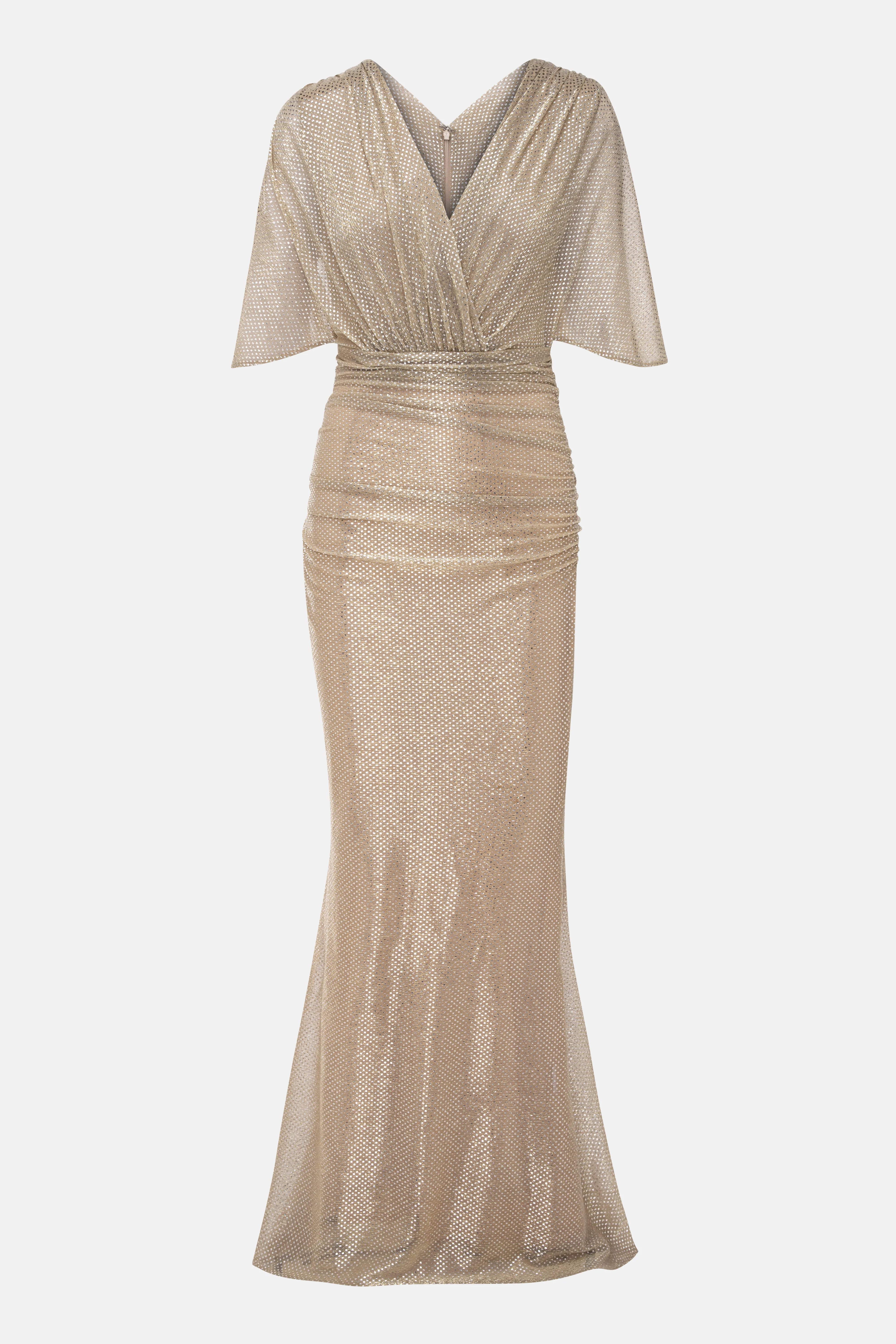 Mermaid Voile Shimmer Evening Dress in Gold