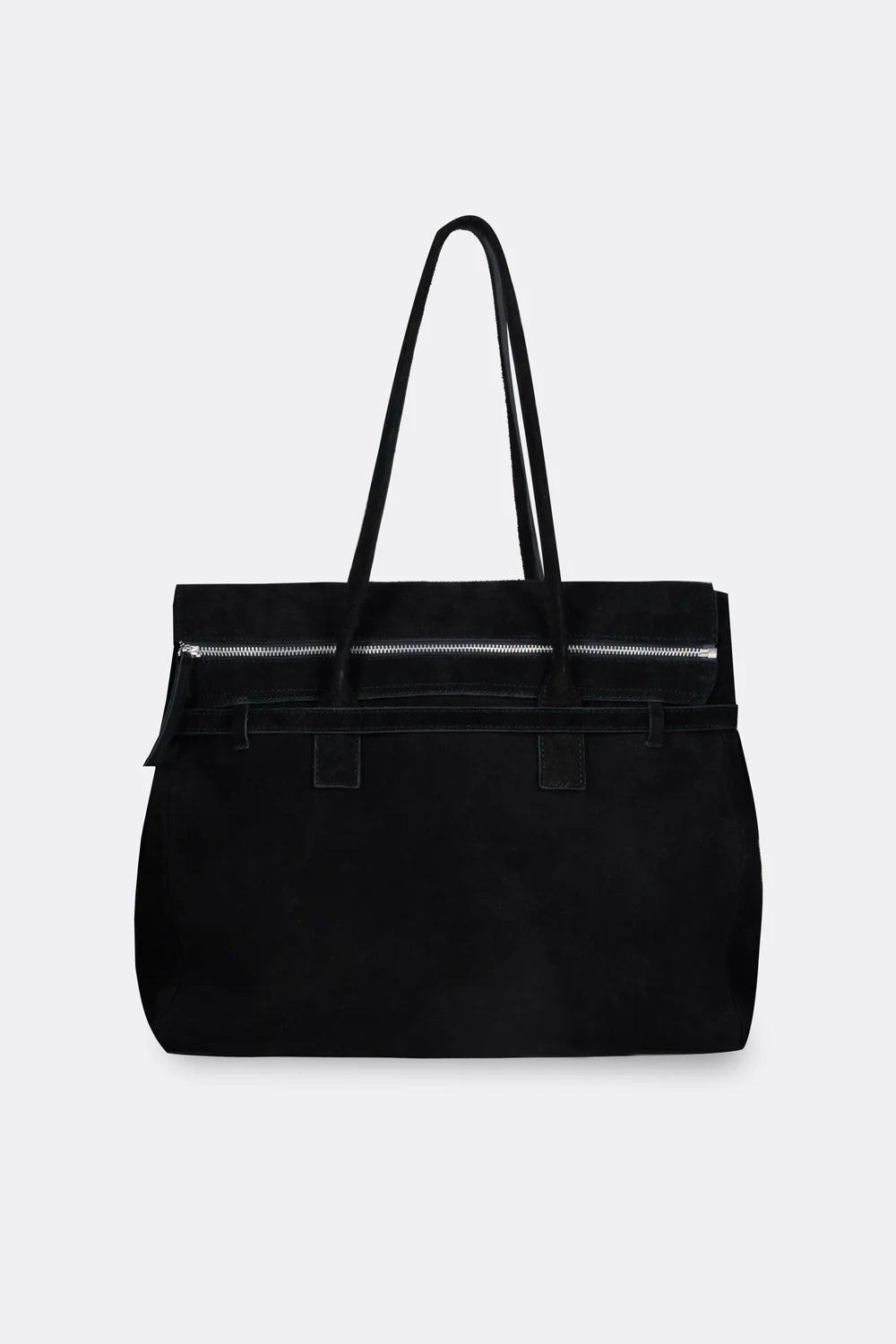 حقيبة كتف أوبي من الجلد الغزال باللون الأسود