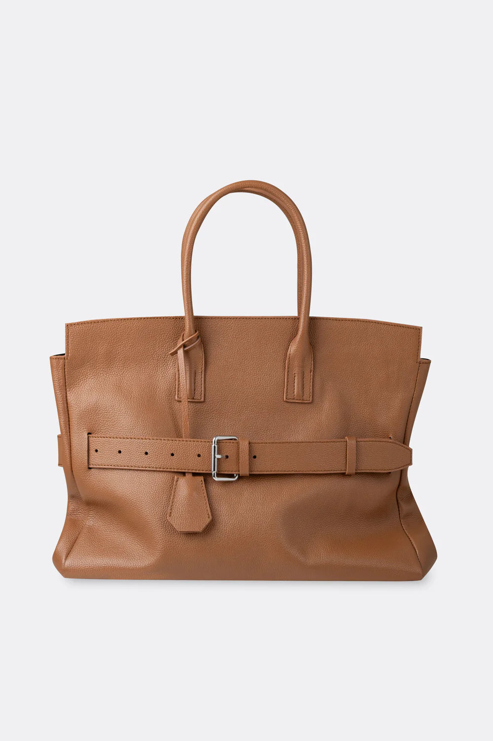 Affix Grain Leather Shoulder Bag in Brown
