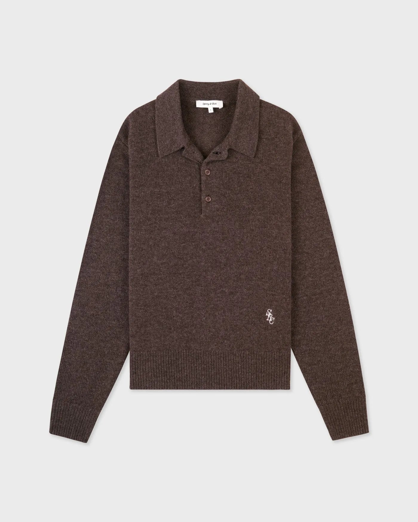 SRC Cashmere Long Sleeves Polo T-Shirt in Brown