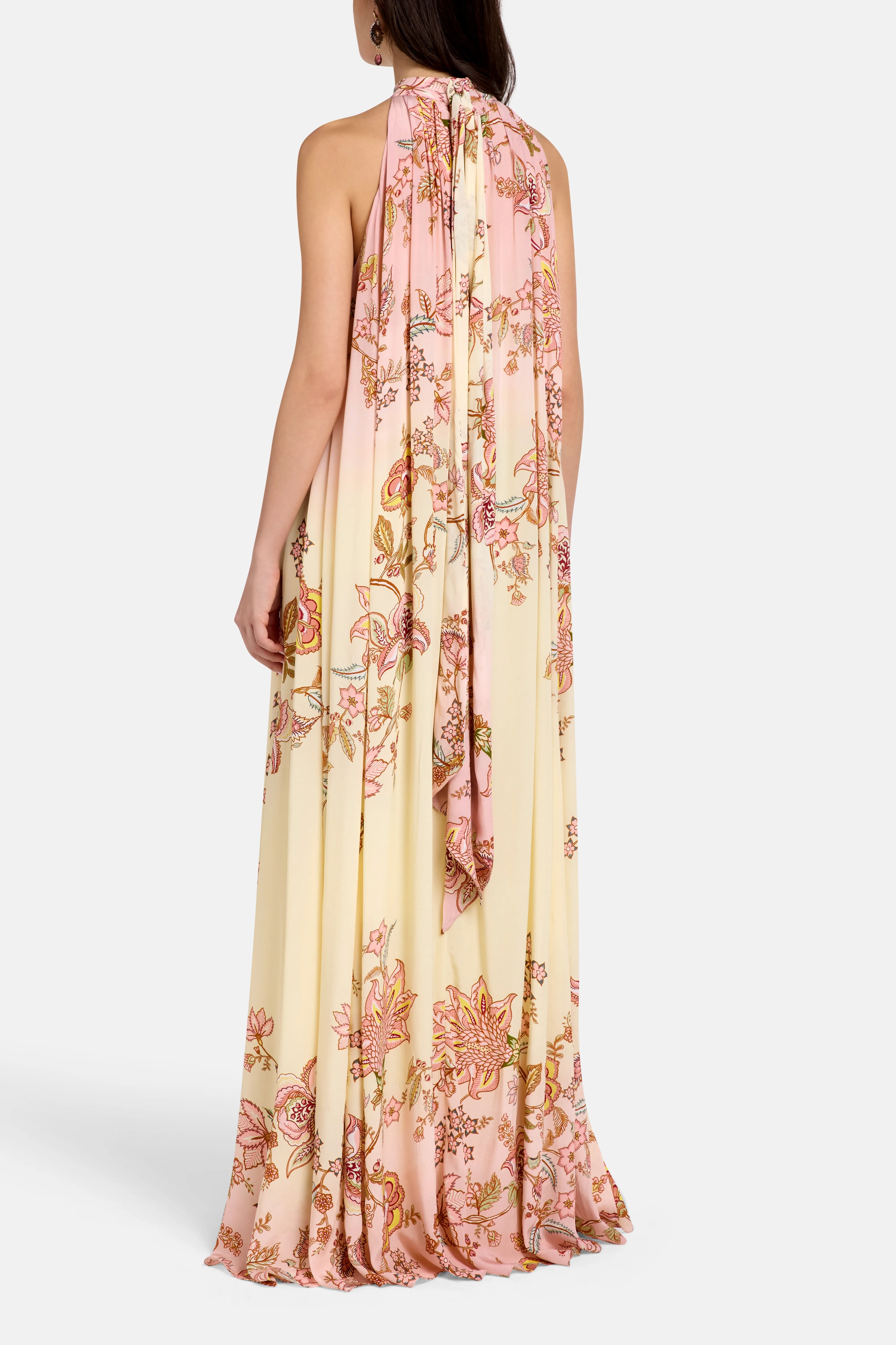 Riah Back Ties Floral Sleeveless Maxi Dress in Pink