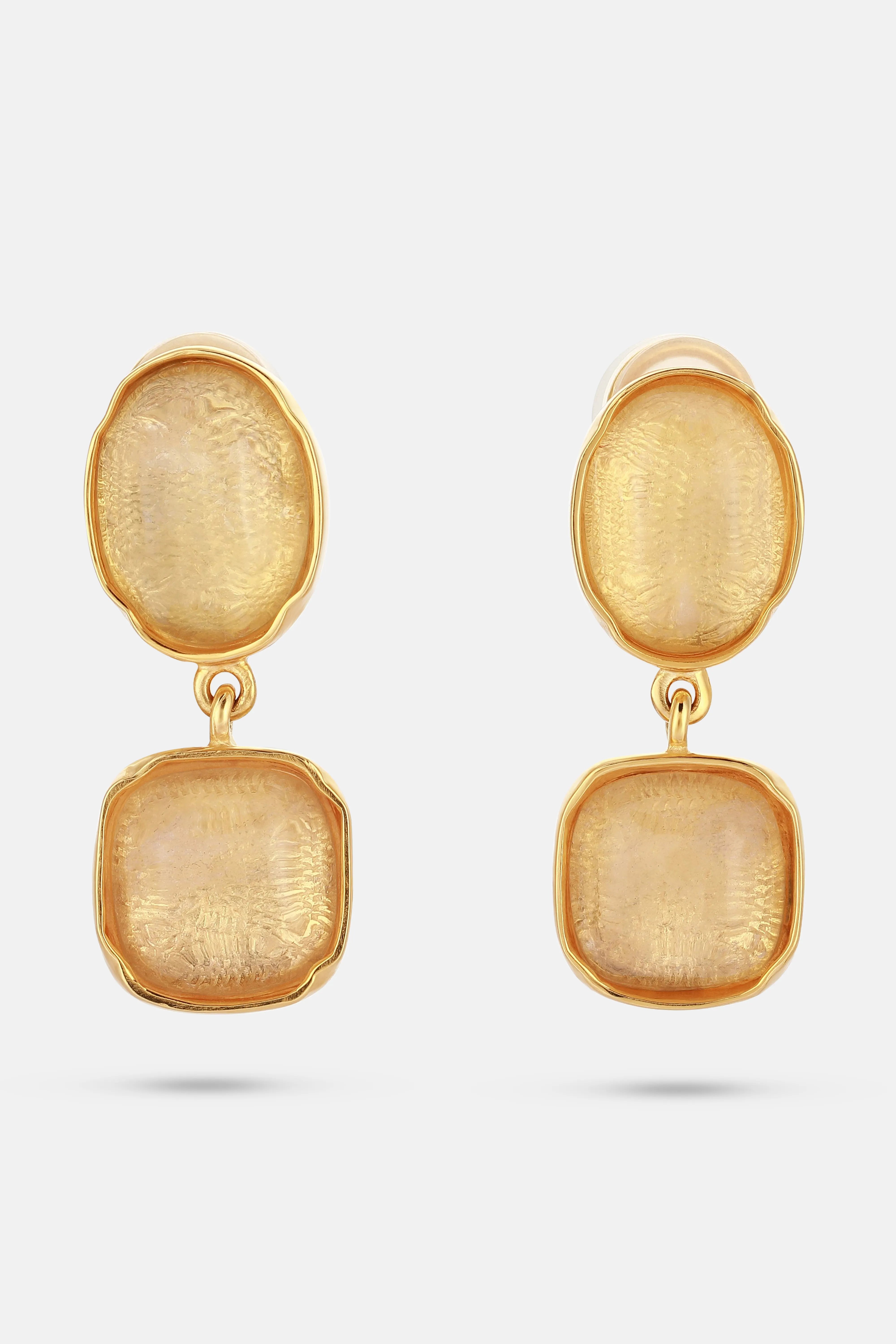أقراط "Clip Cabochons" الذهبية