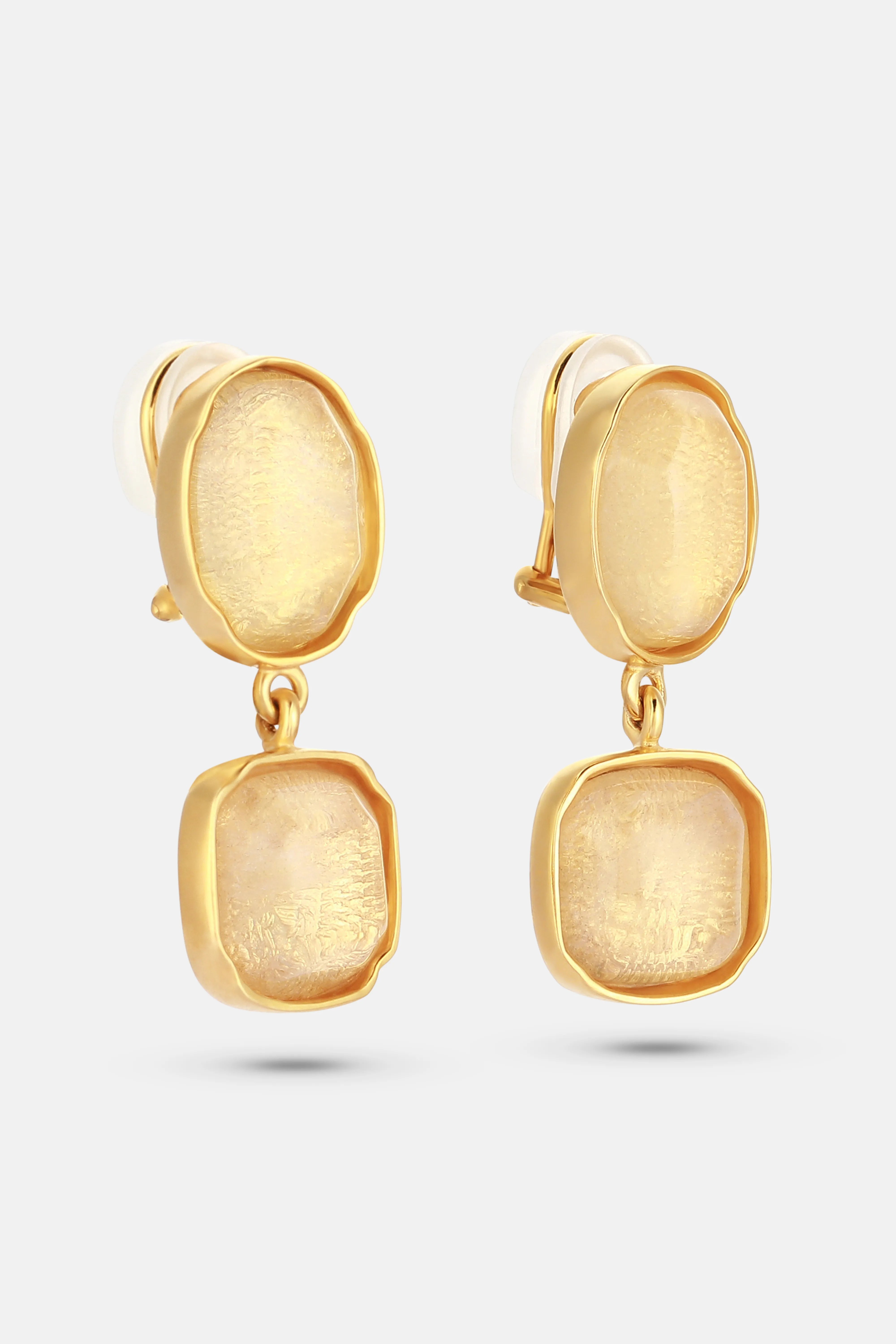 أقراط "Clip Cabochons" الذهبية