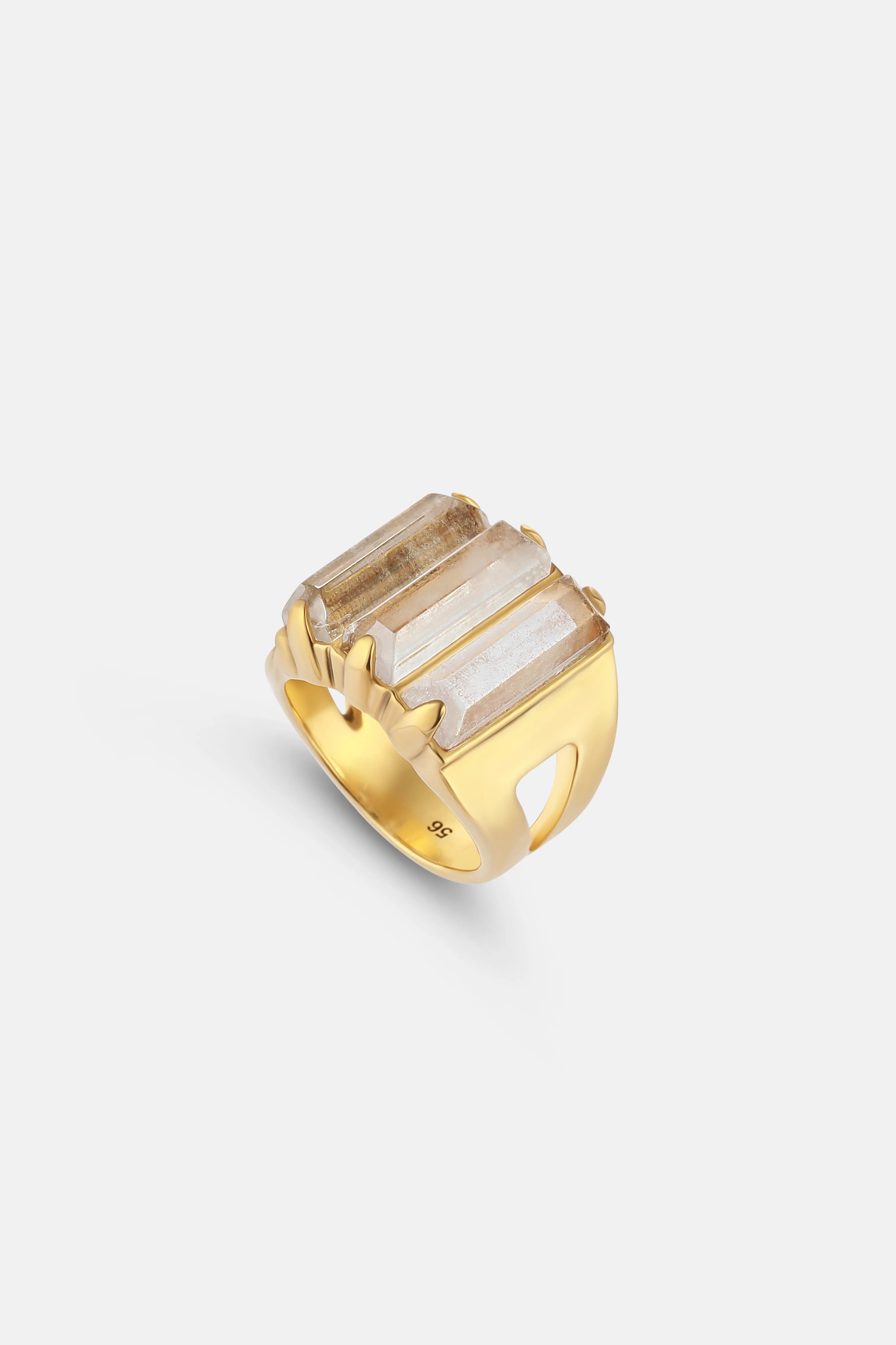 Triple Stones Crystal Ring in Gold