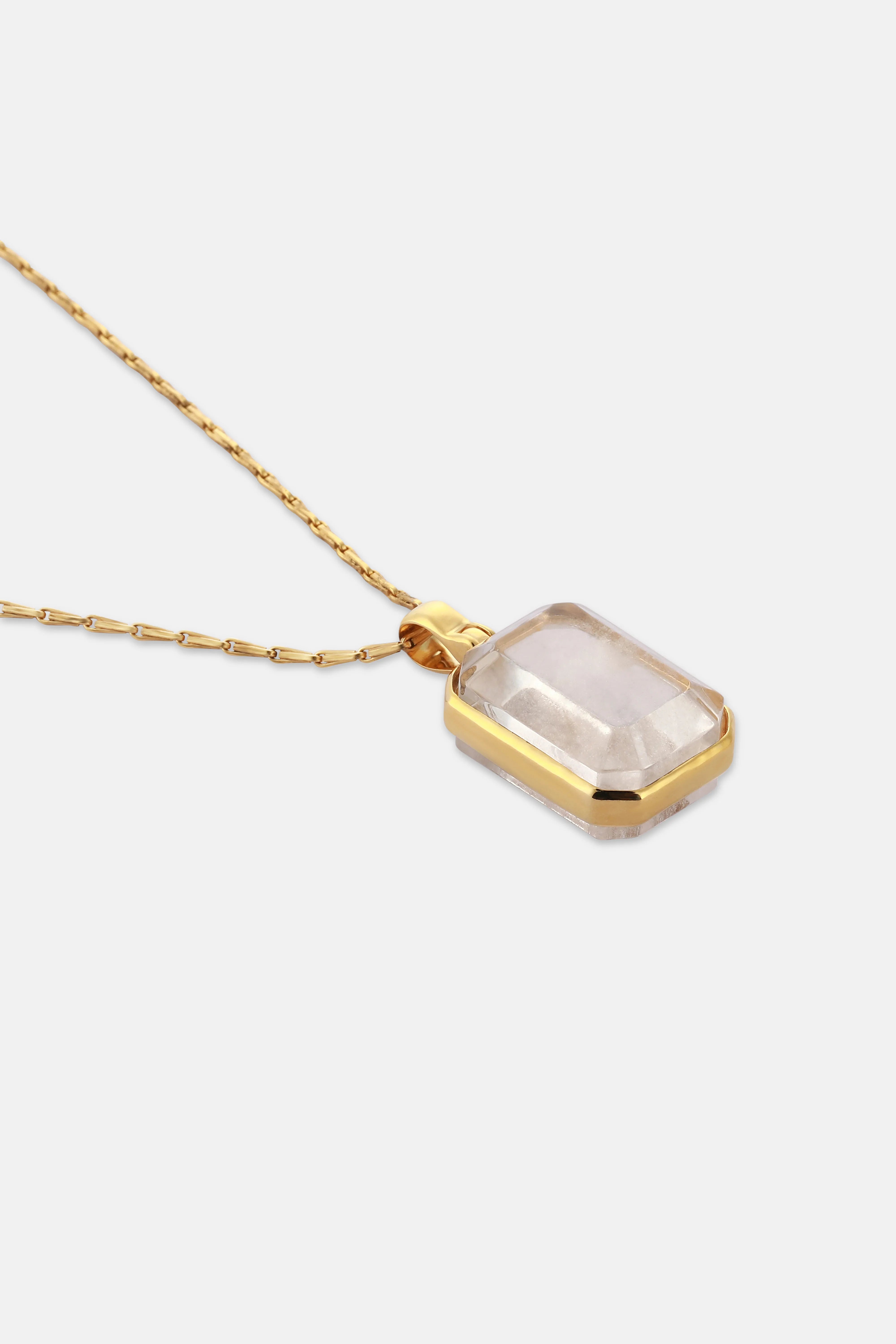 Pendant Stones Crystal Necklace in Gold