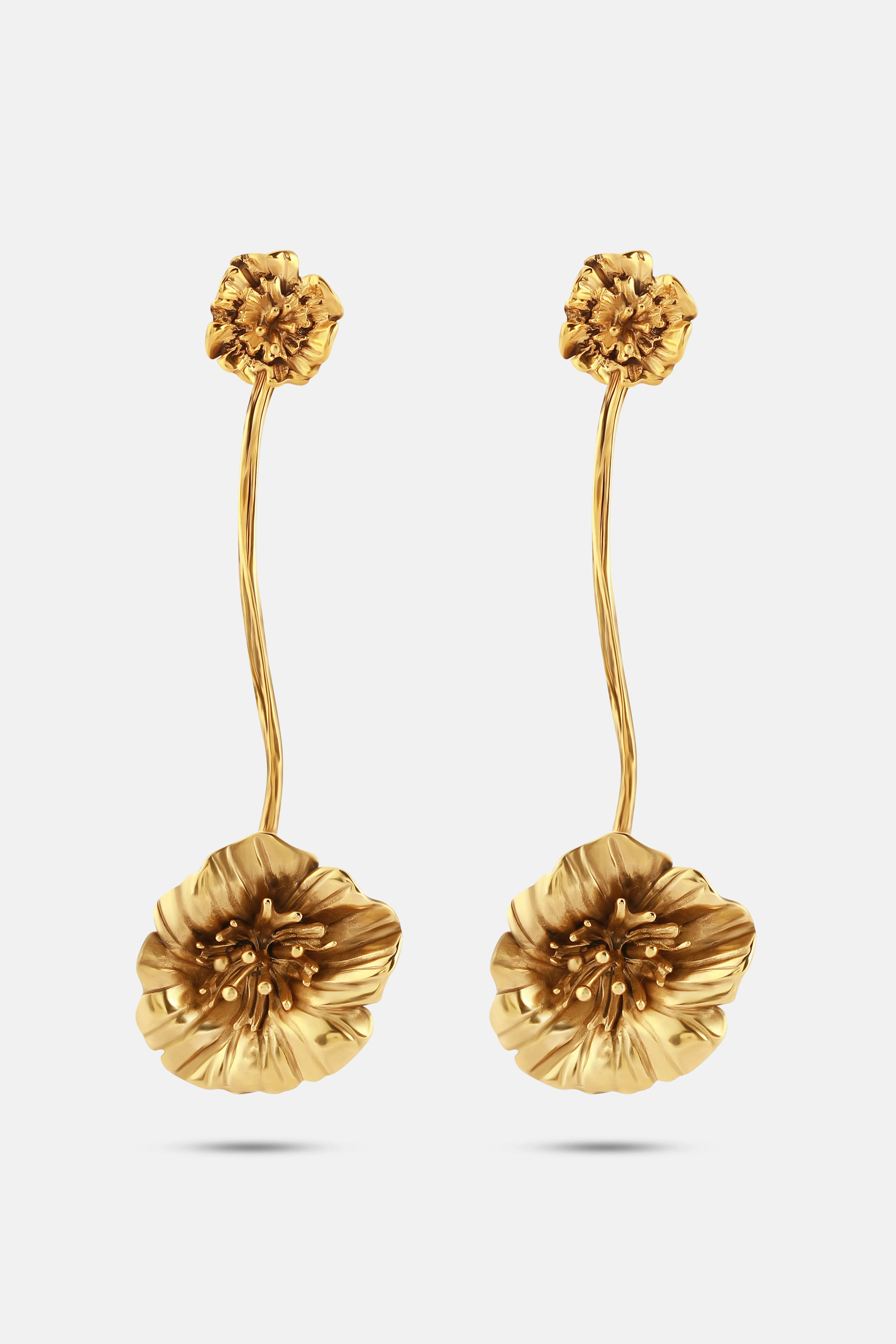 أقراط "Pin Pendant Fleur" الذهبية