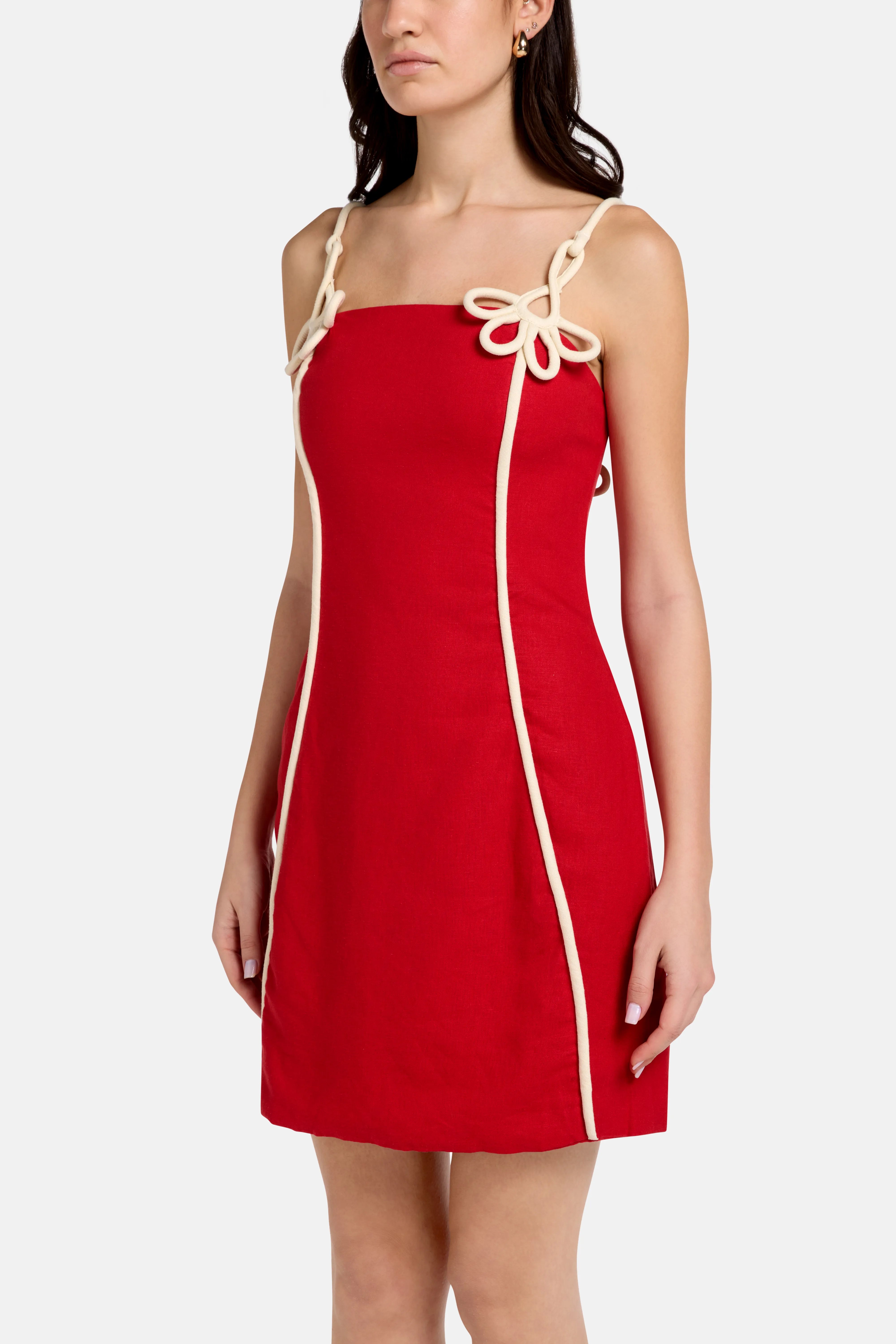 Sleeveless Linen Mini Dress in Red
