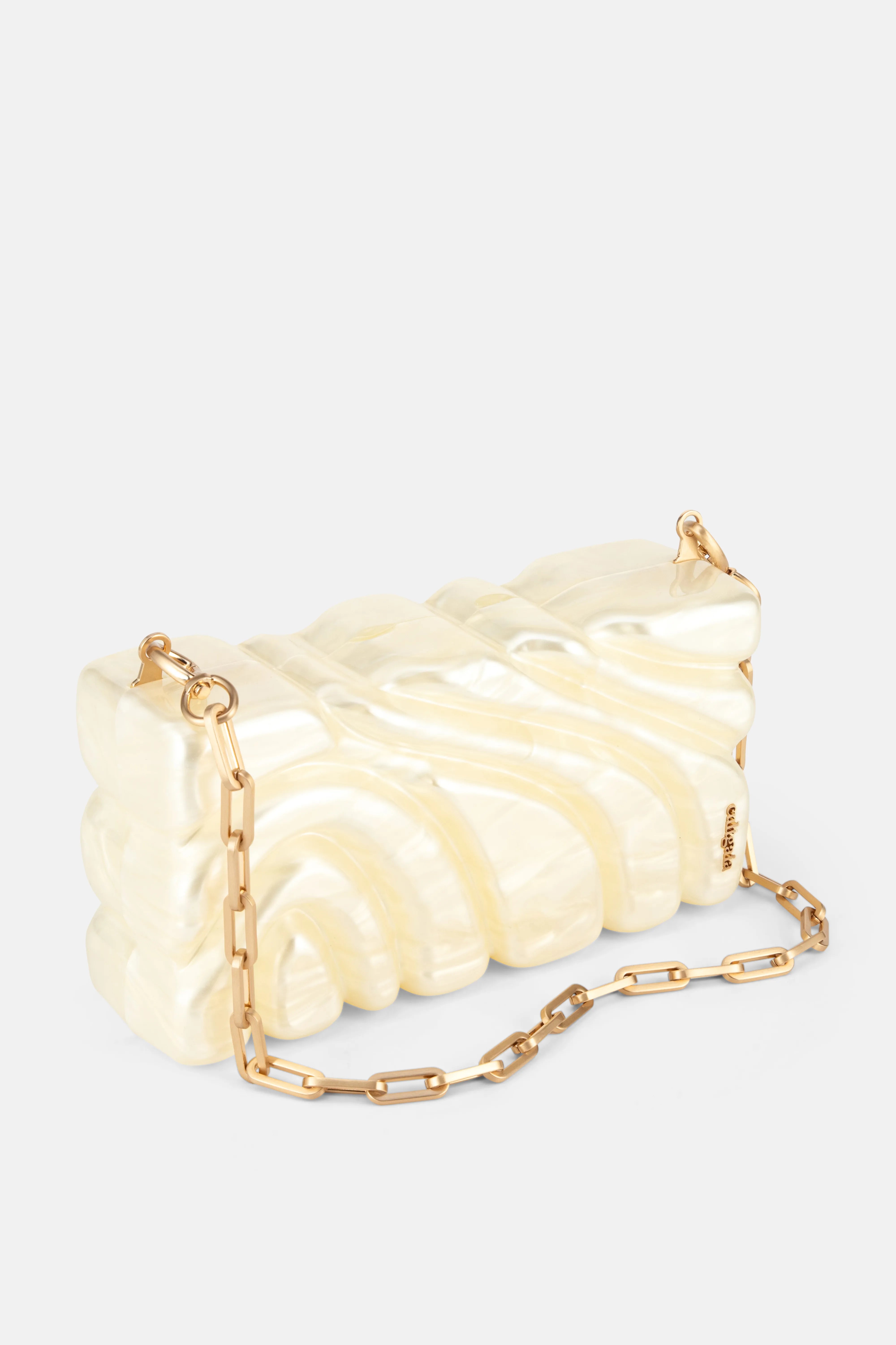 Aura Clutch Bag in Beige