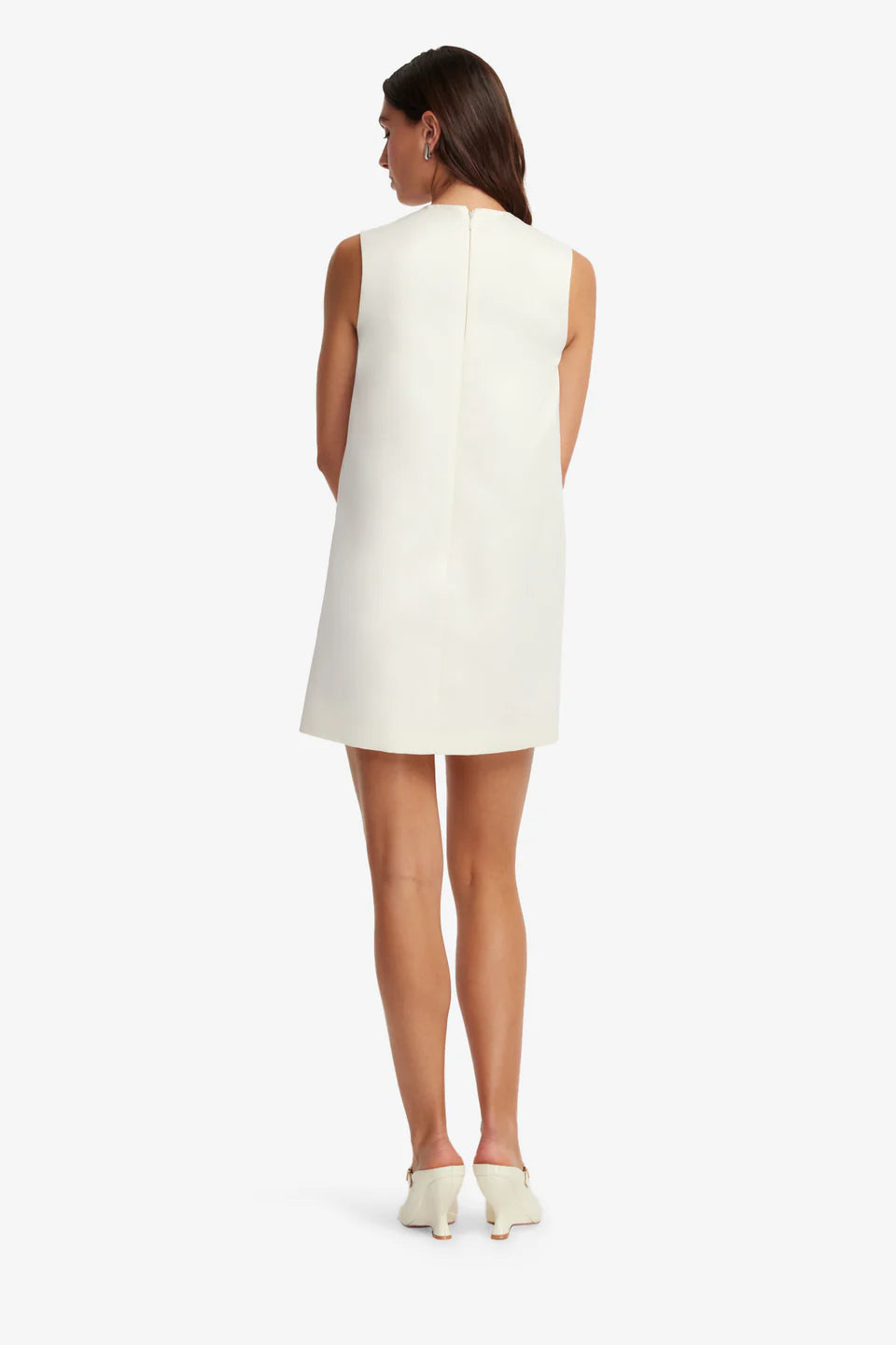 Yvonne Floral Applique Sleeveless Mini Dress in White