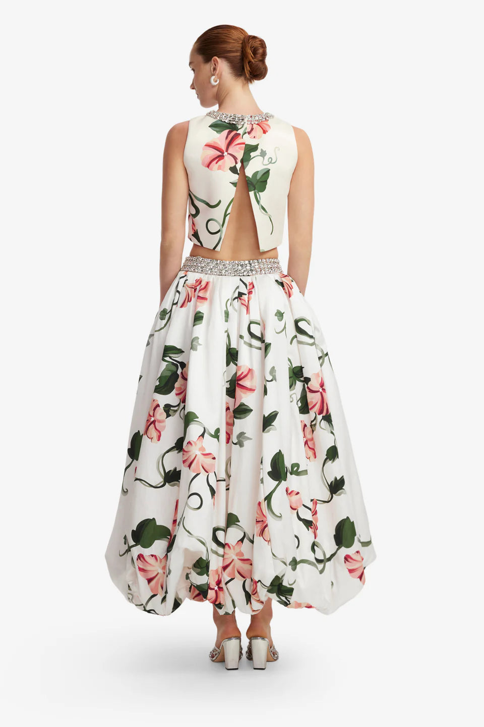 Iris Floral Embellished Sleeveless Top in White