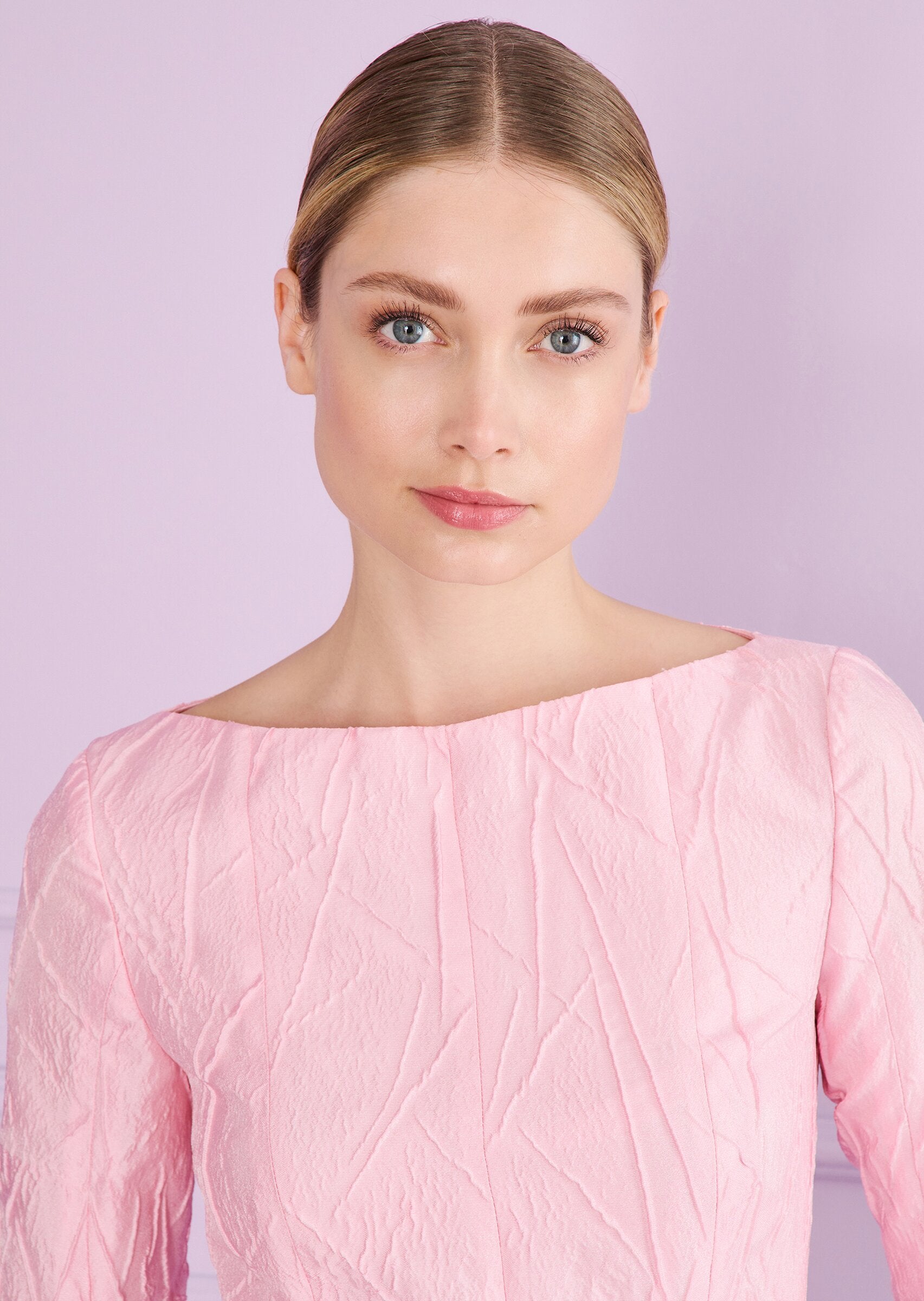 Mikado Jacquard Midi Dress in Pink