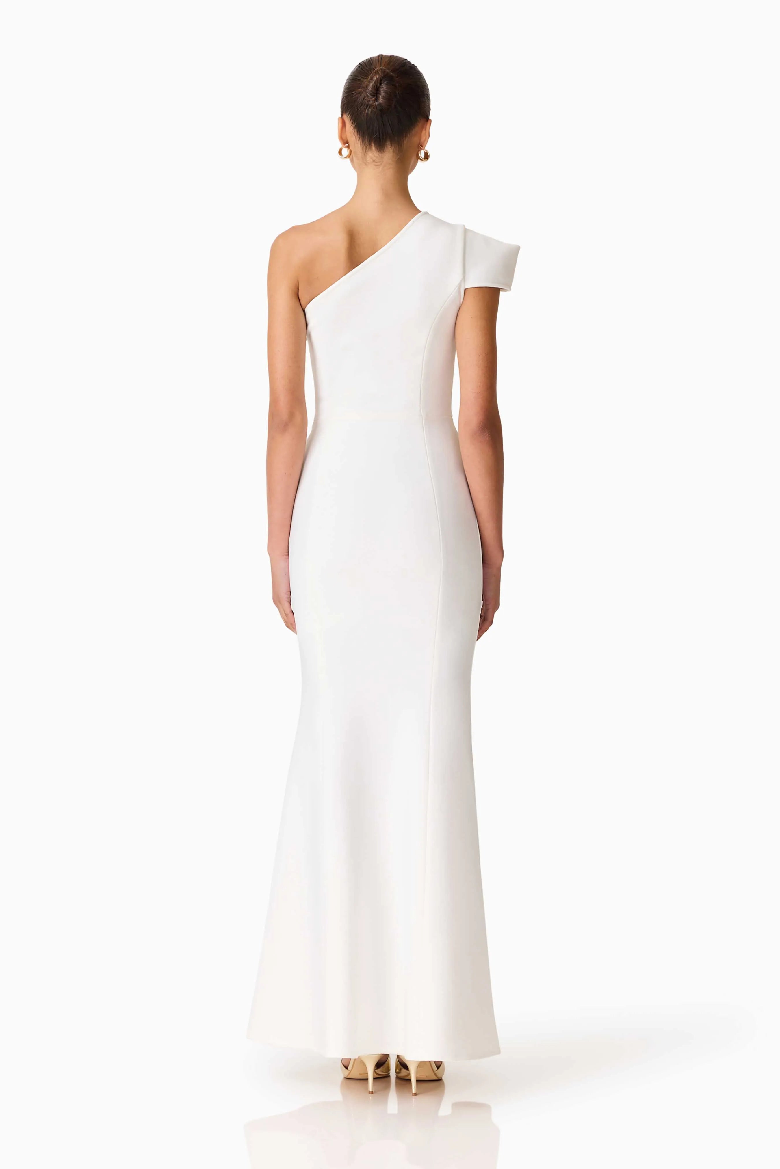 Opline One Shoulder Floral Maxi Dress in White