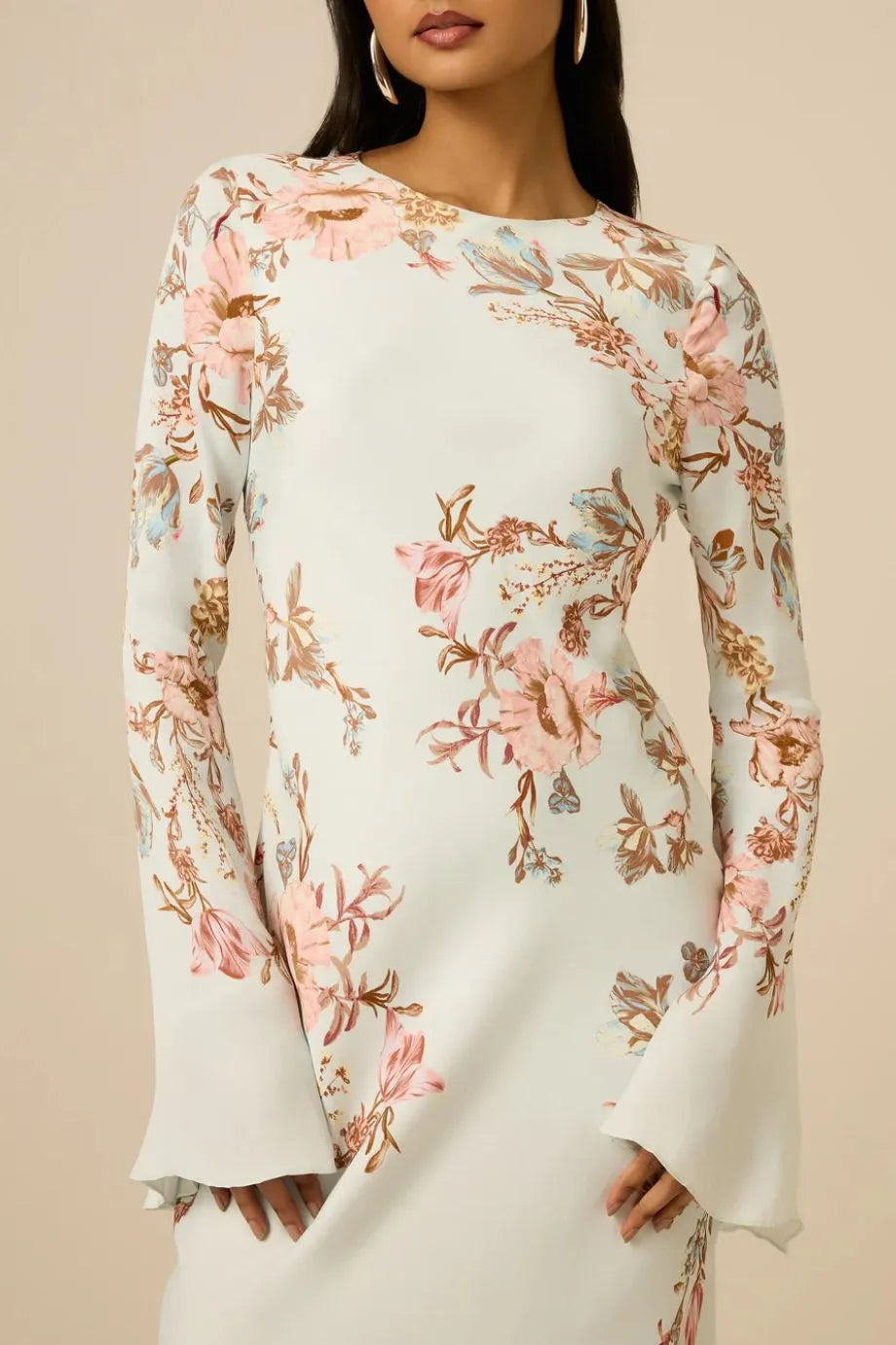 Ezra Floral Maxi Dress in Beige
