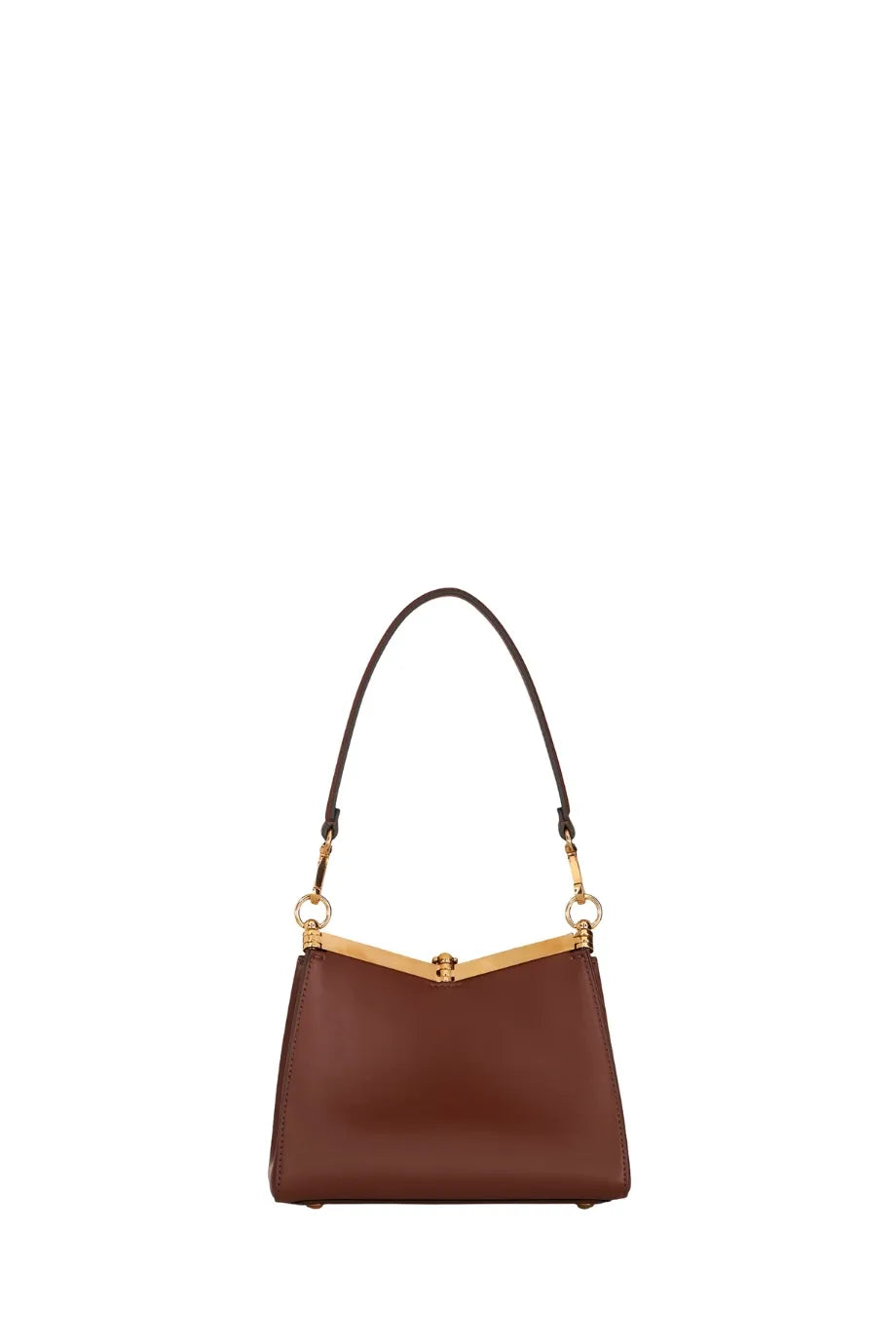 Vela Small Leather Shoulder Bag in Brown