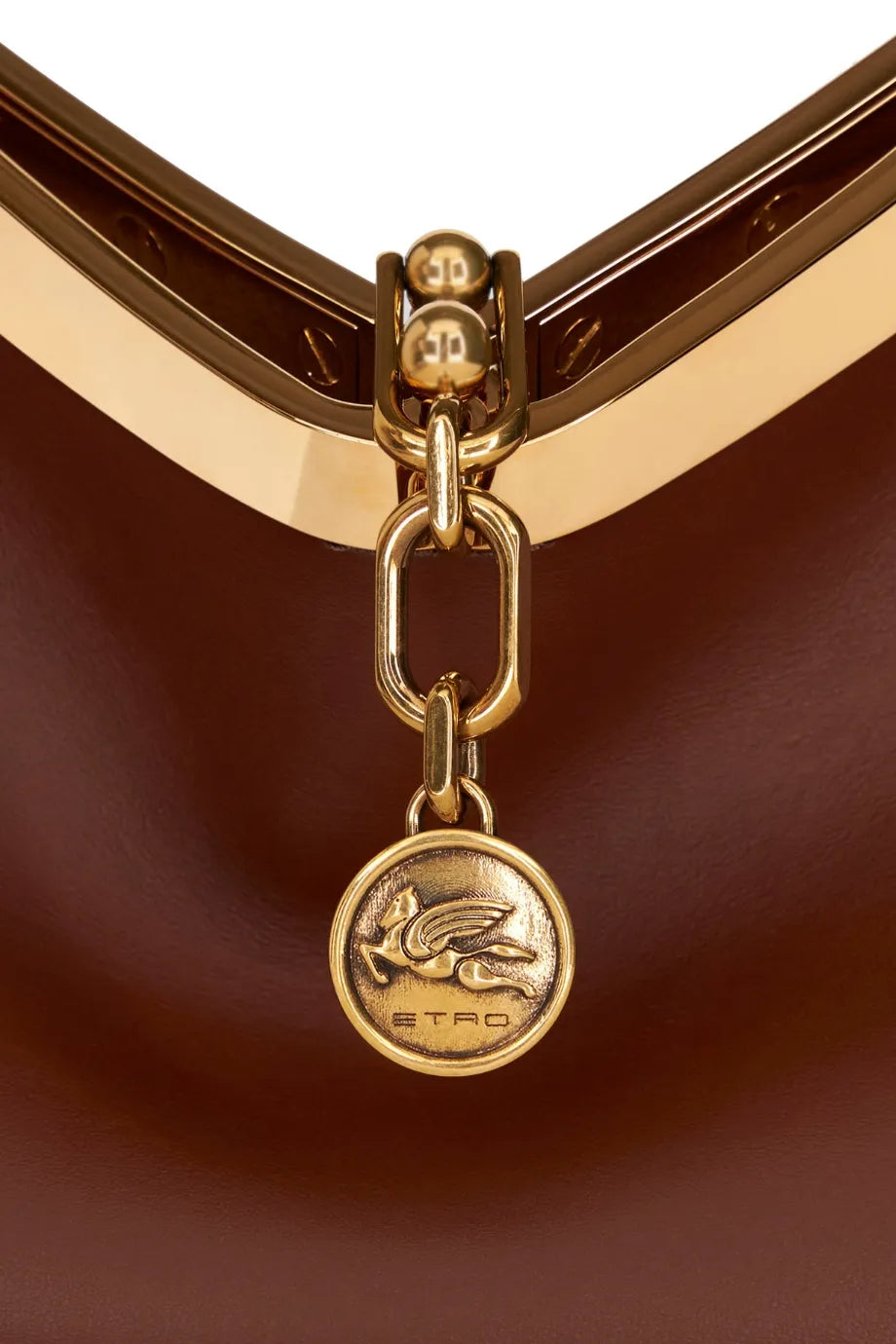 Vela Small Leather Shoulder Bag in Brown