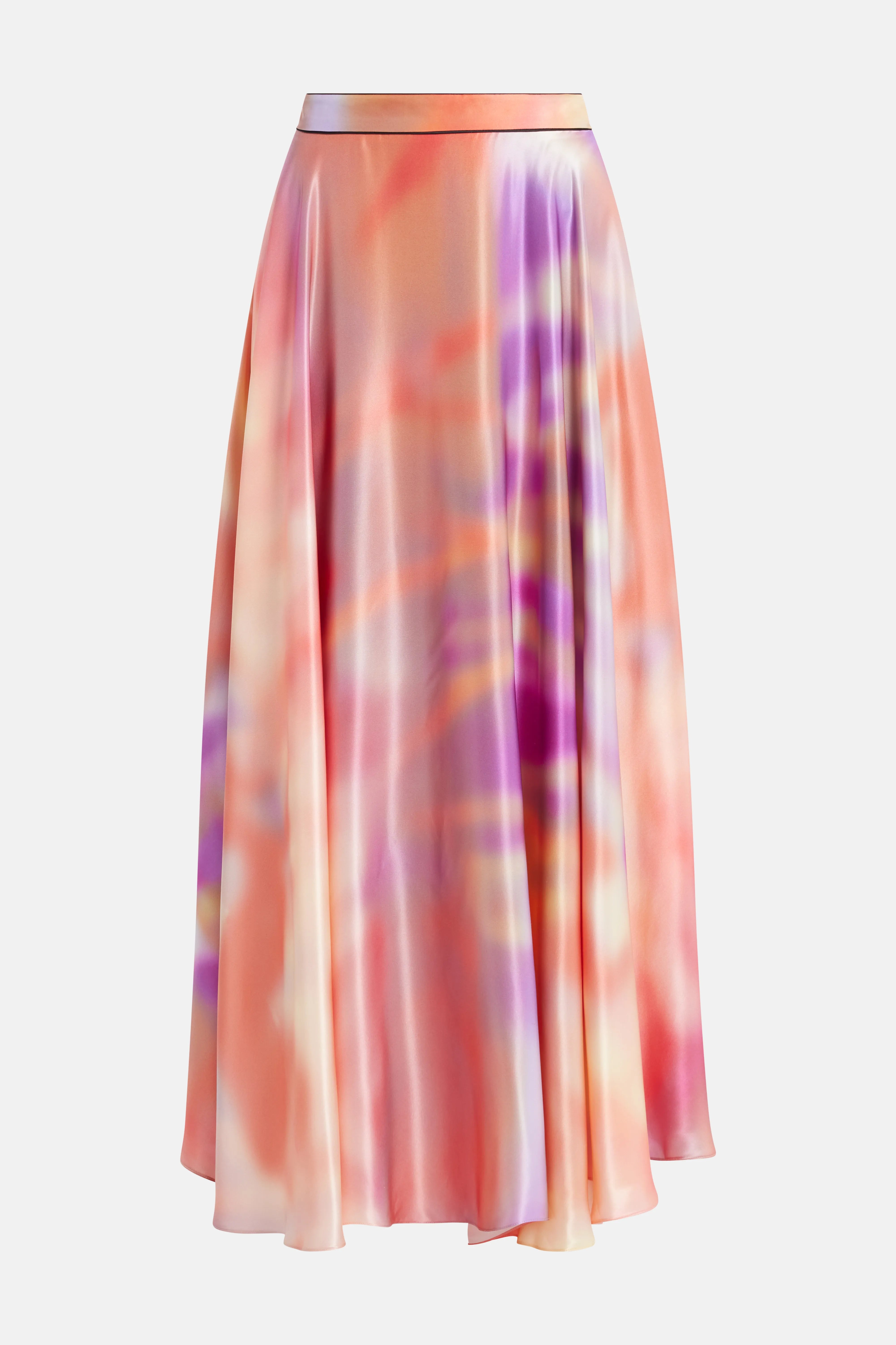 Ameera Printed Silk Blend Maxi Skirt in Orange/ Pink