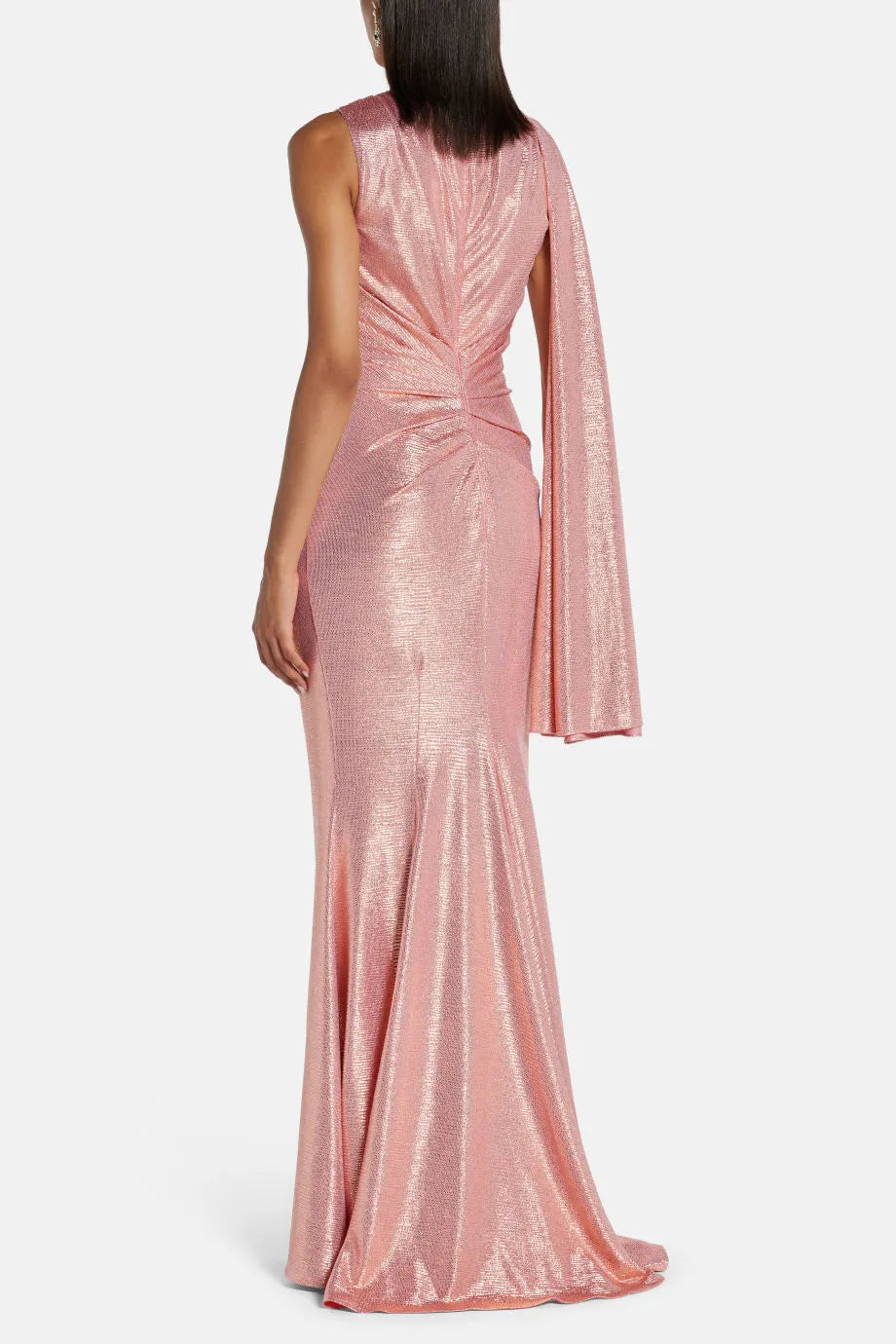 Shimmer Sleeveless Cape Evening Gown in Pink