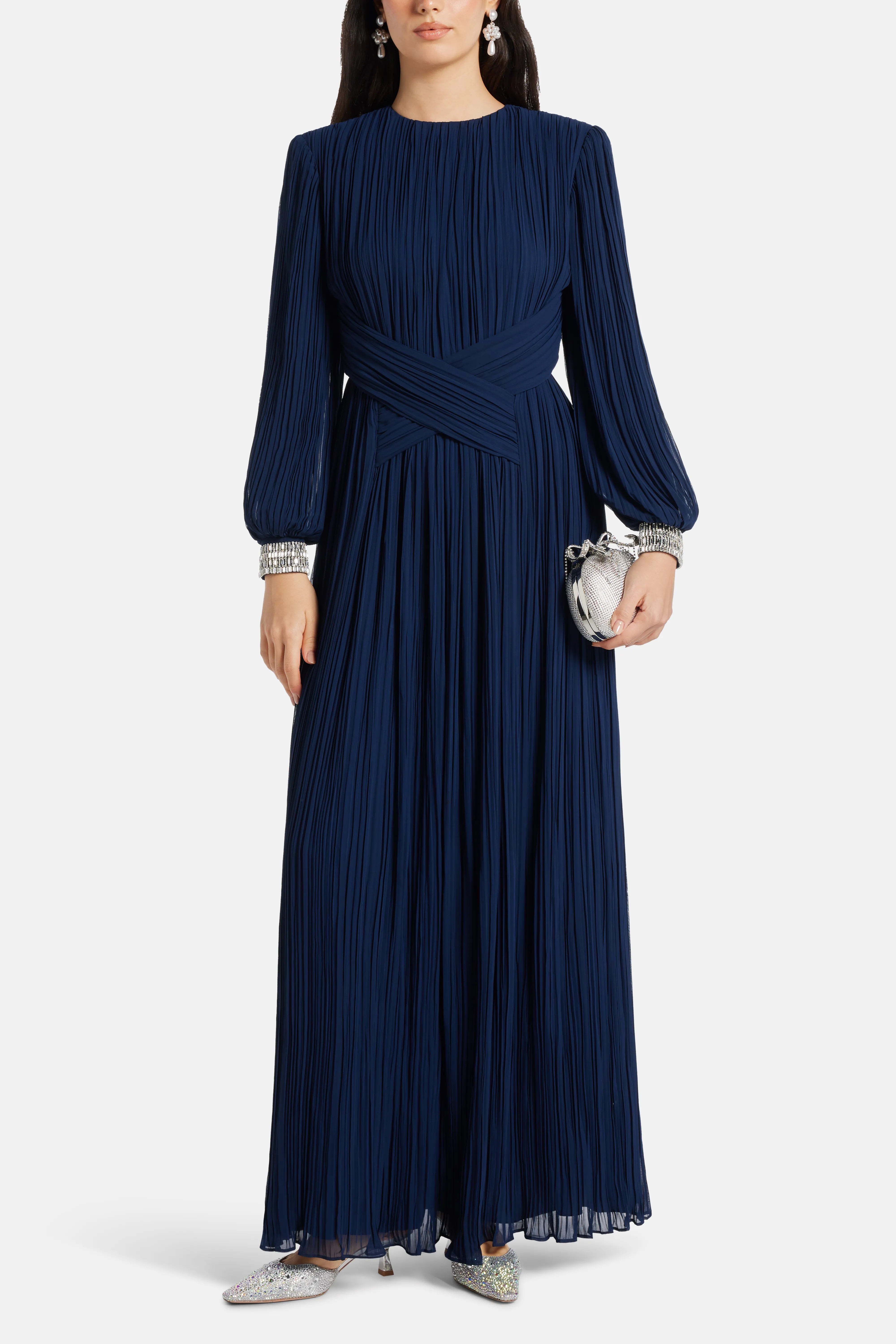 Danita Embellished Evening Dress in Blue