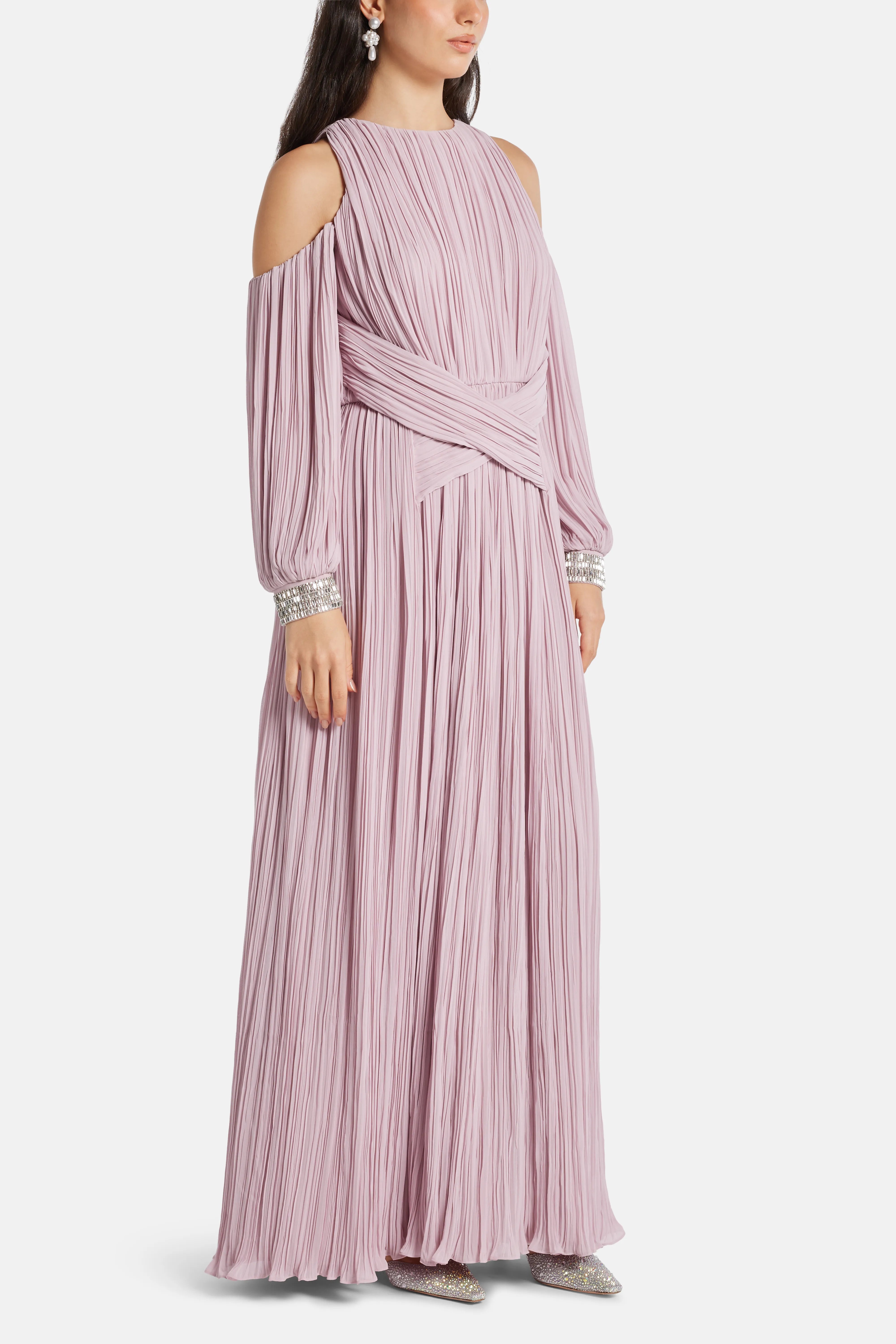 Carmina Embellished Evening Dress in Pink