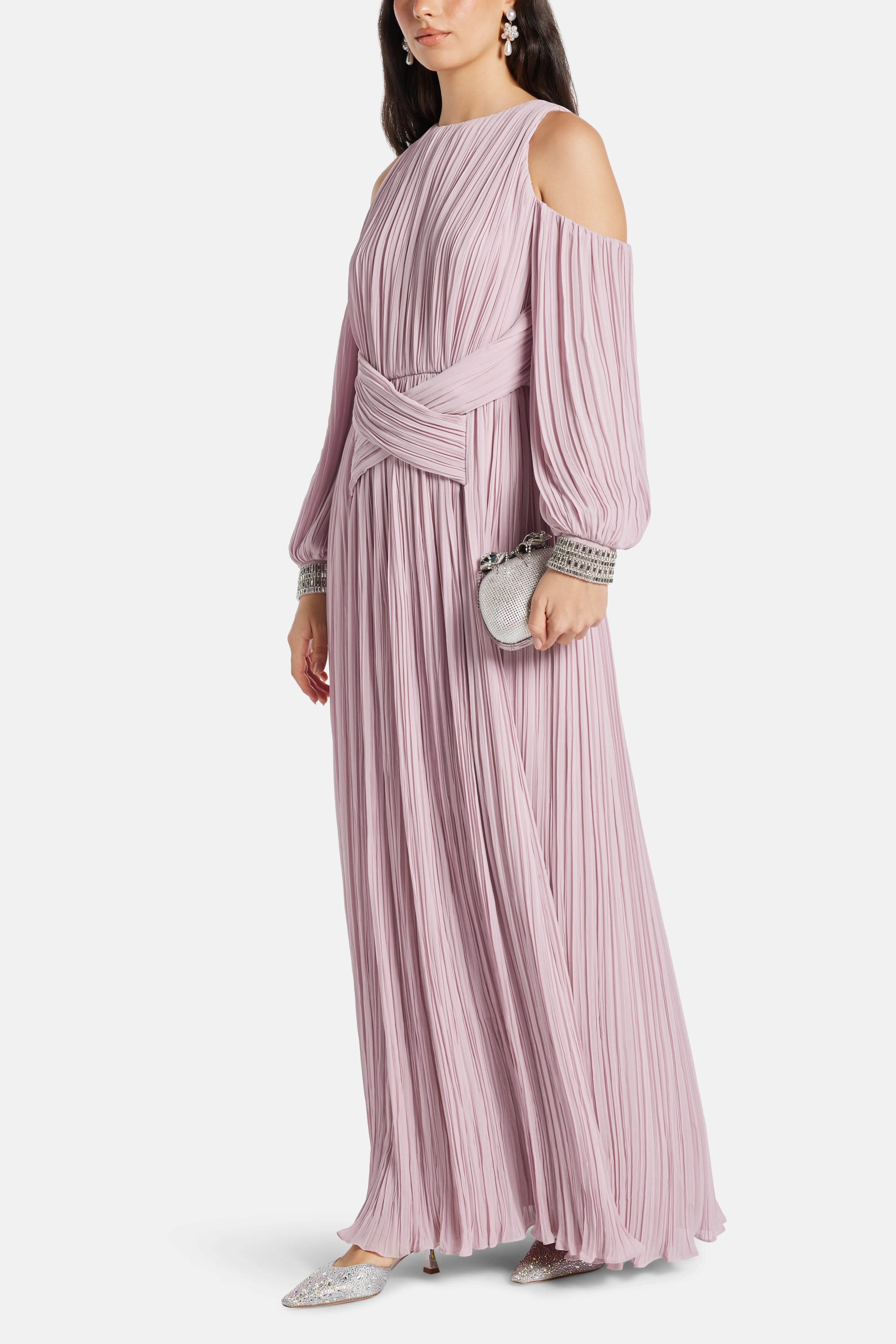 Carmina Embellished Evening Dress in Pink