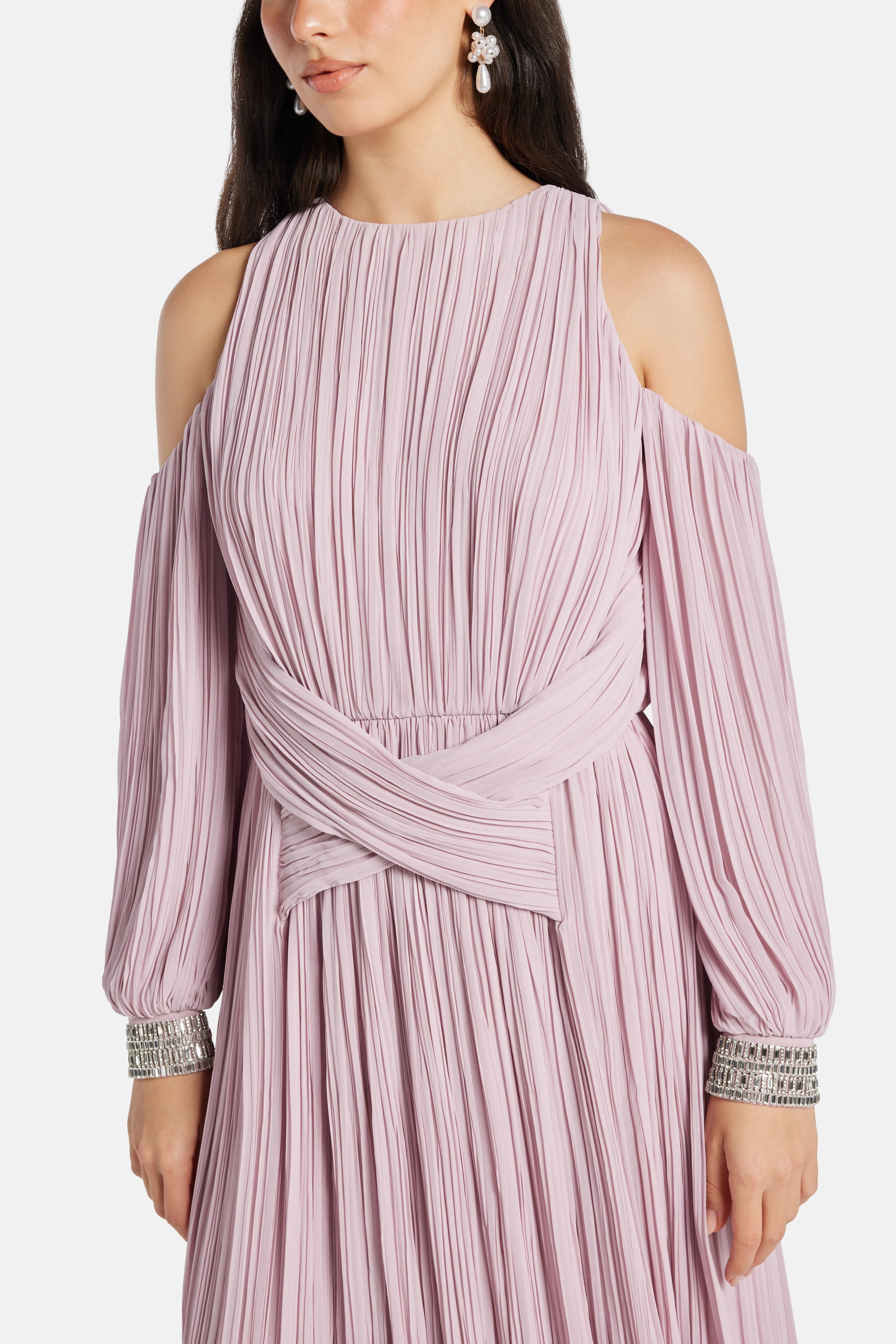 Carmina Embellished Evening Dress in Pink