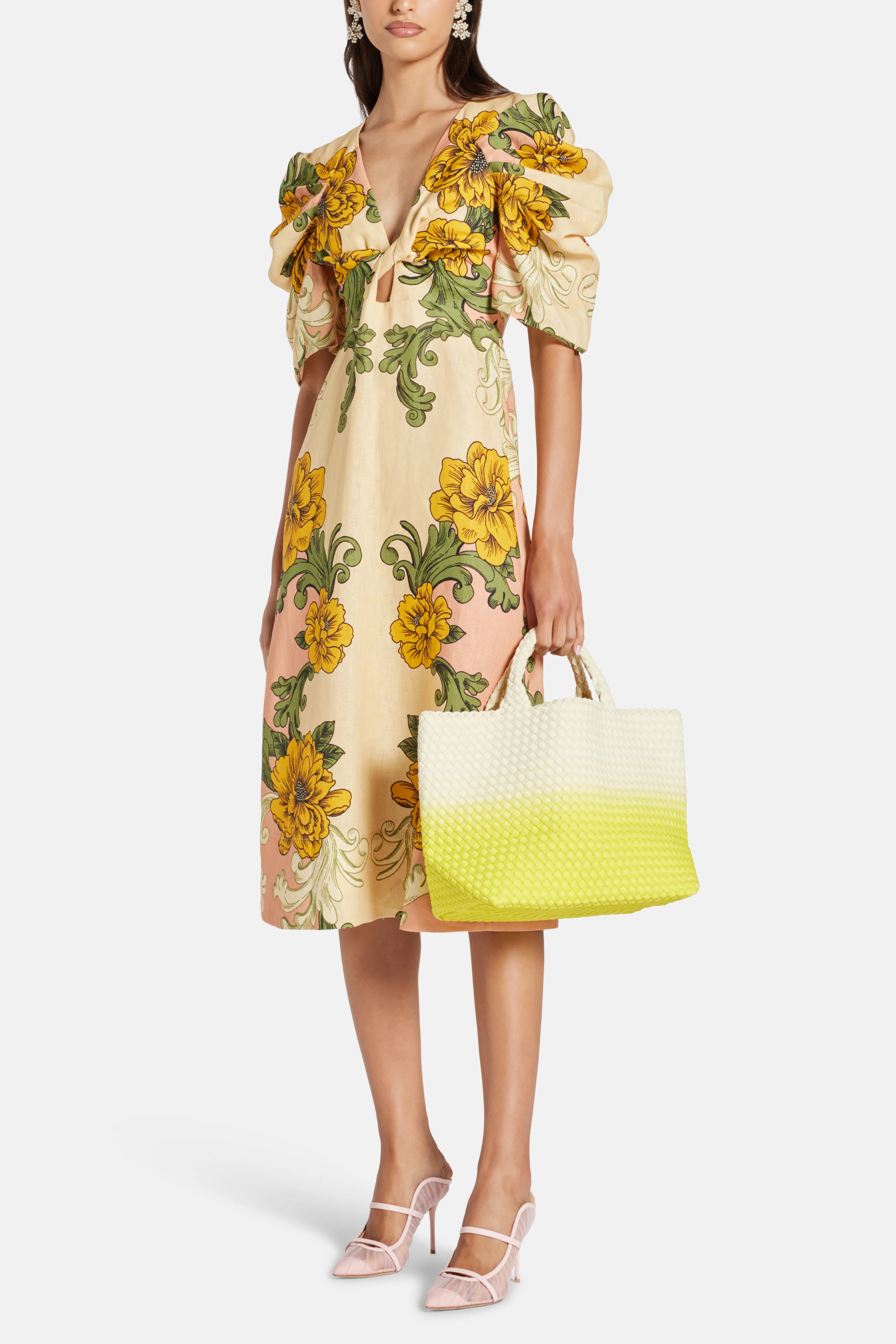 St Barths Medium Tote Bag in Yellow and Nude