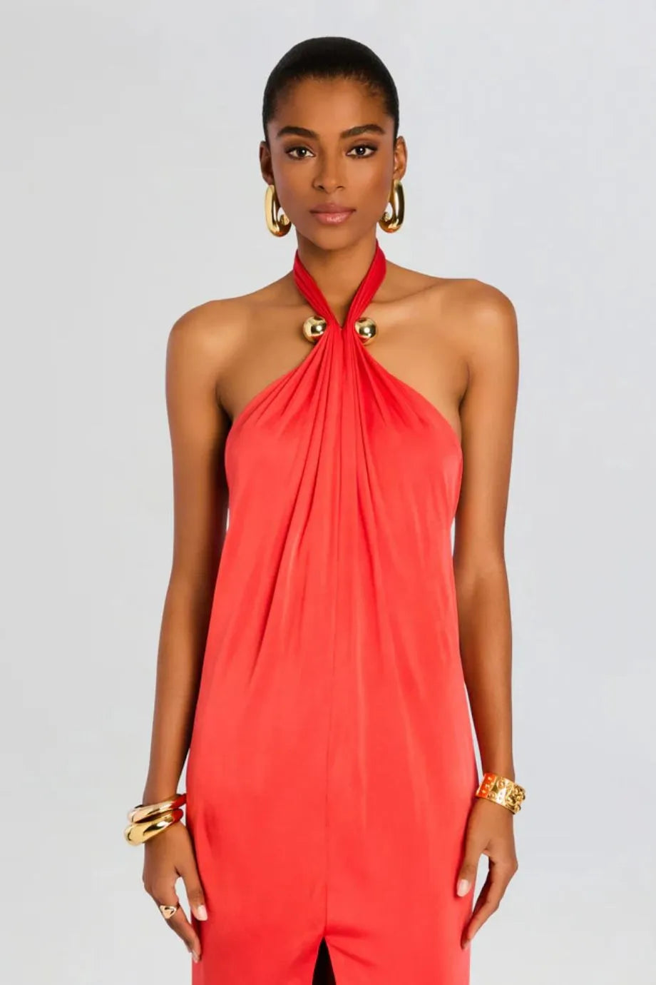 Becs Halter Neck Maxi Dress in Orange