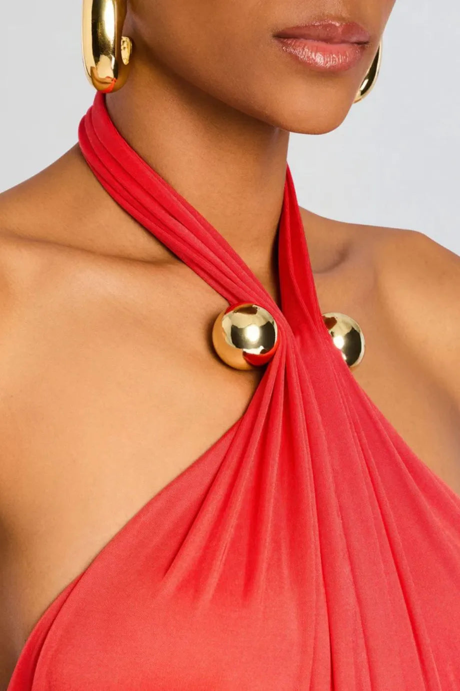Becs Halter Neck Maxi Dress in Orange