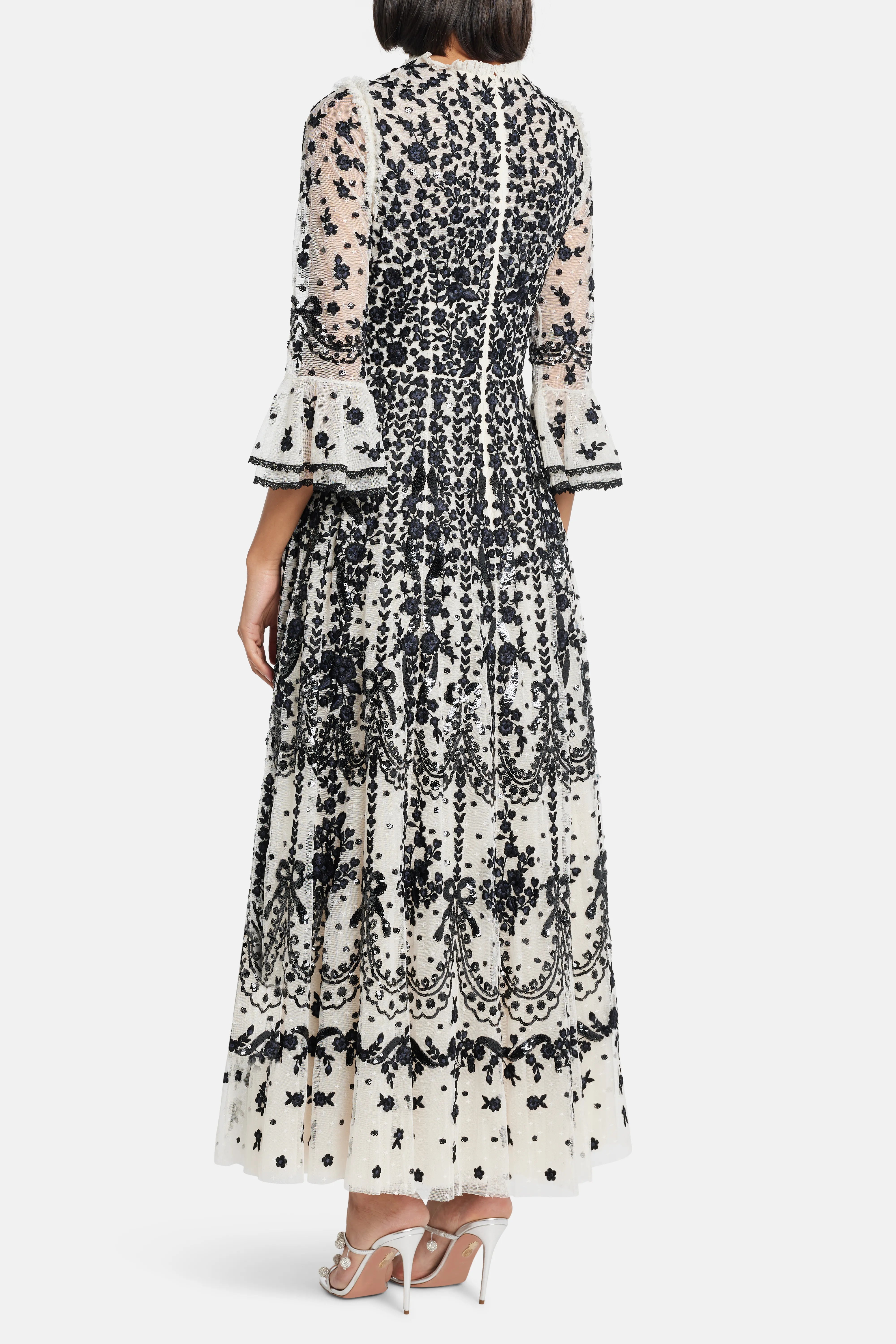 Adeline Round Neck Evening Dress in Black