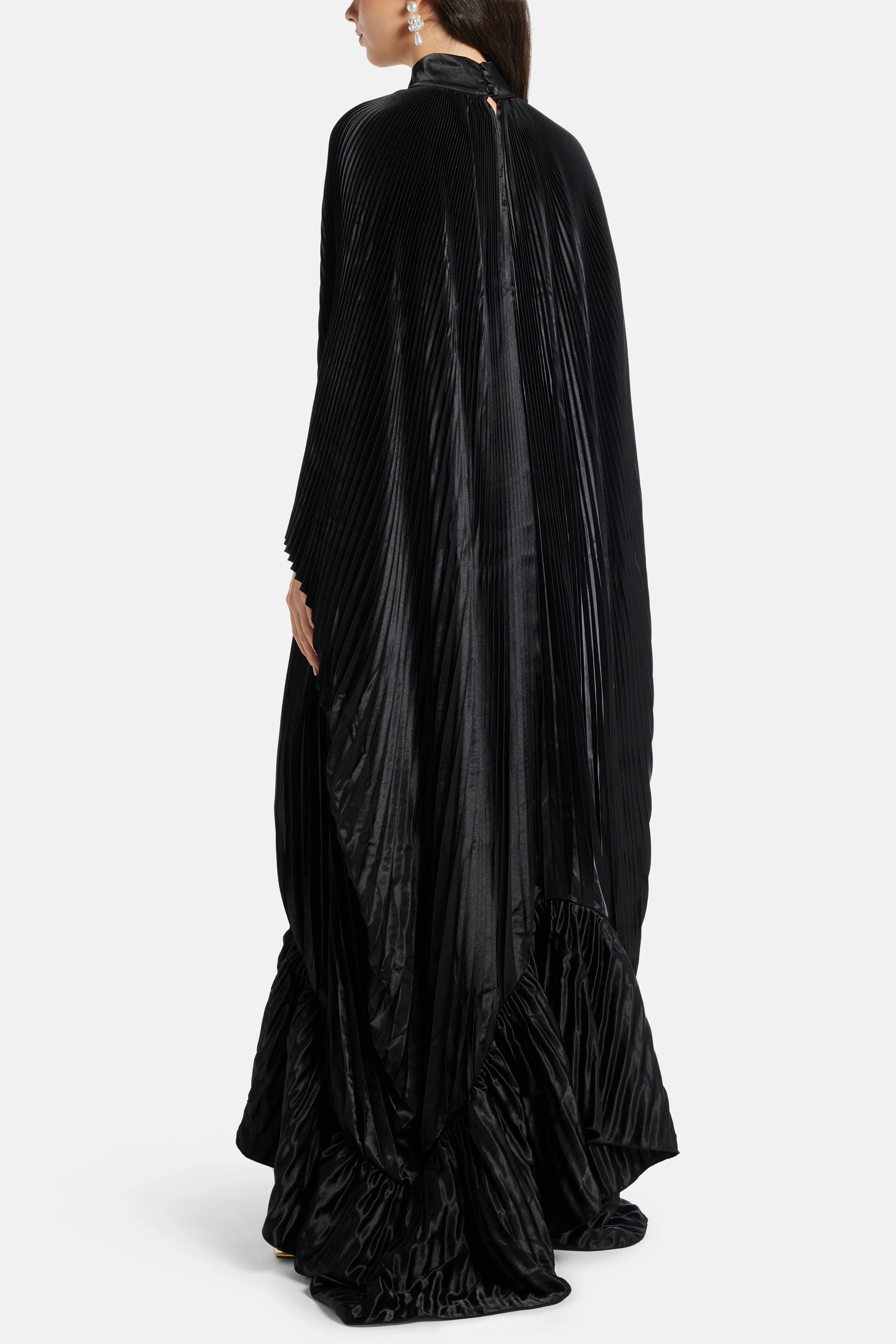 Empire Pleated Evening Dress in Black