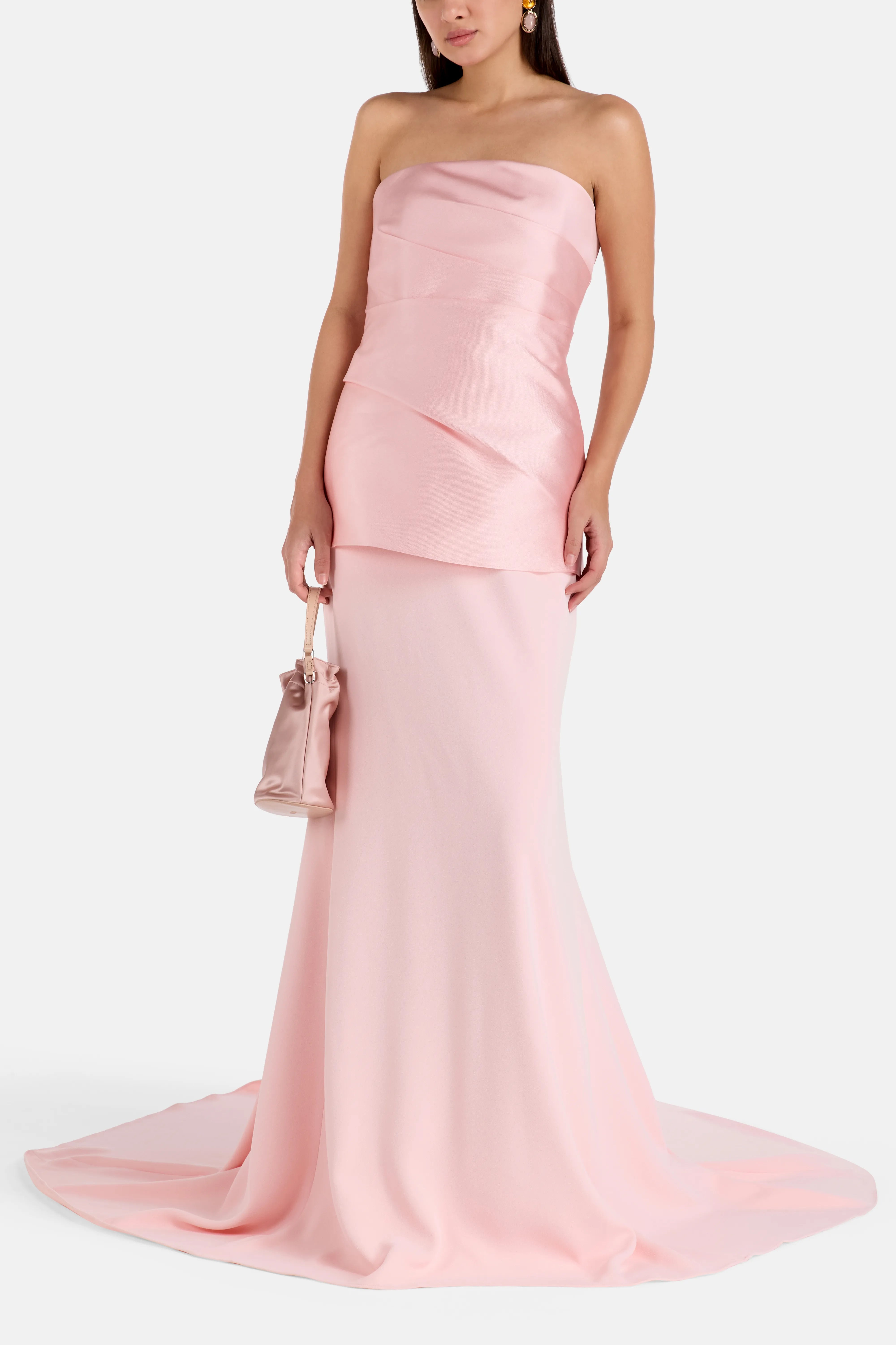 Alia Strapless Evening Gown in Pink