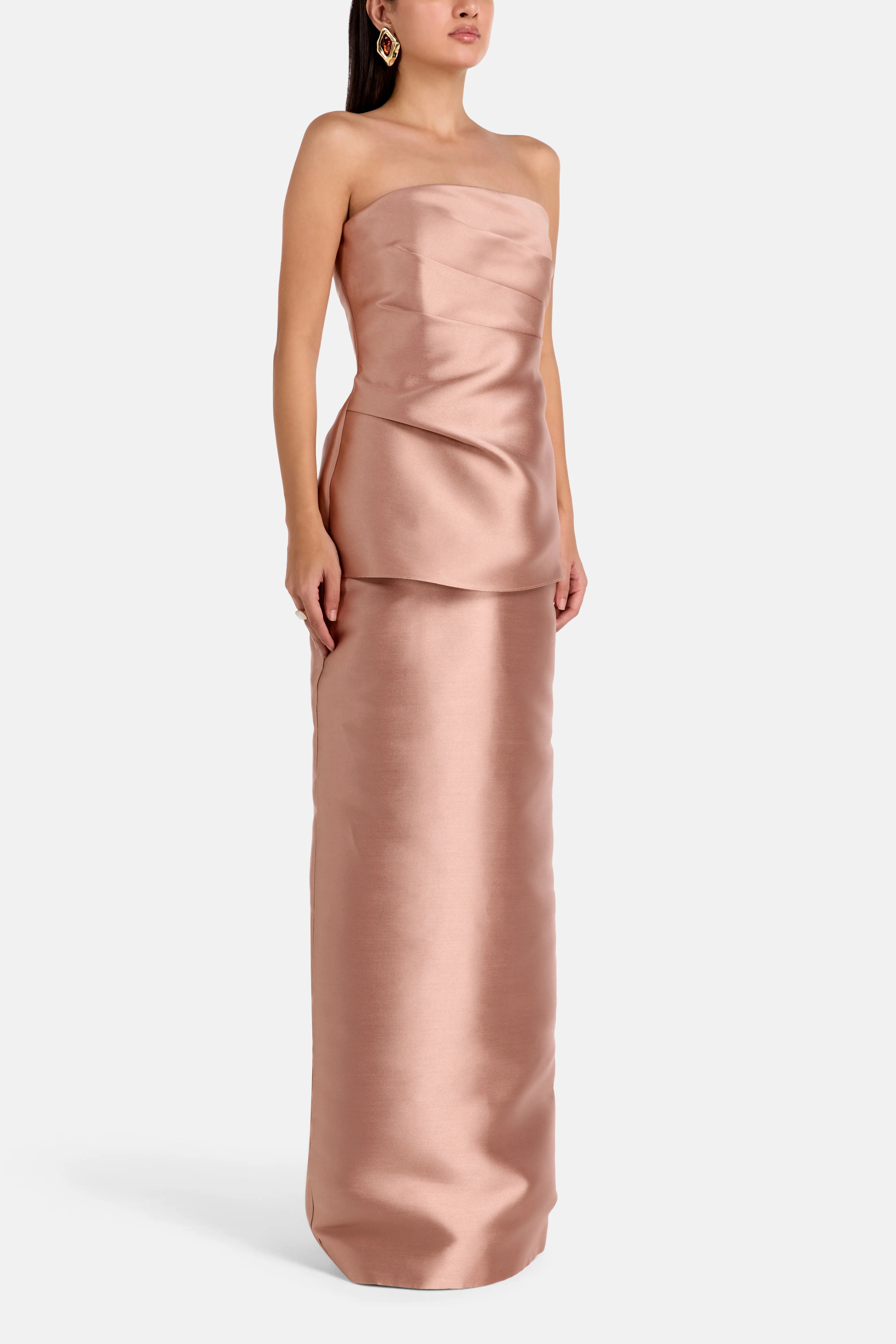 Lucille Strapless Evening Dress in Beige