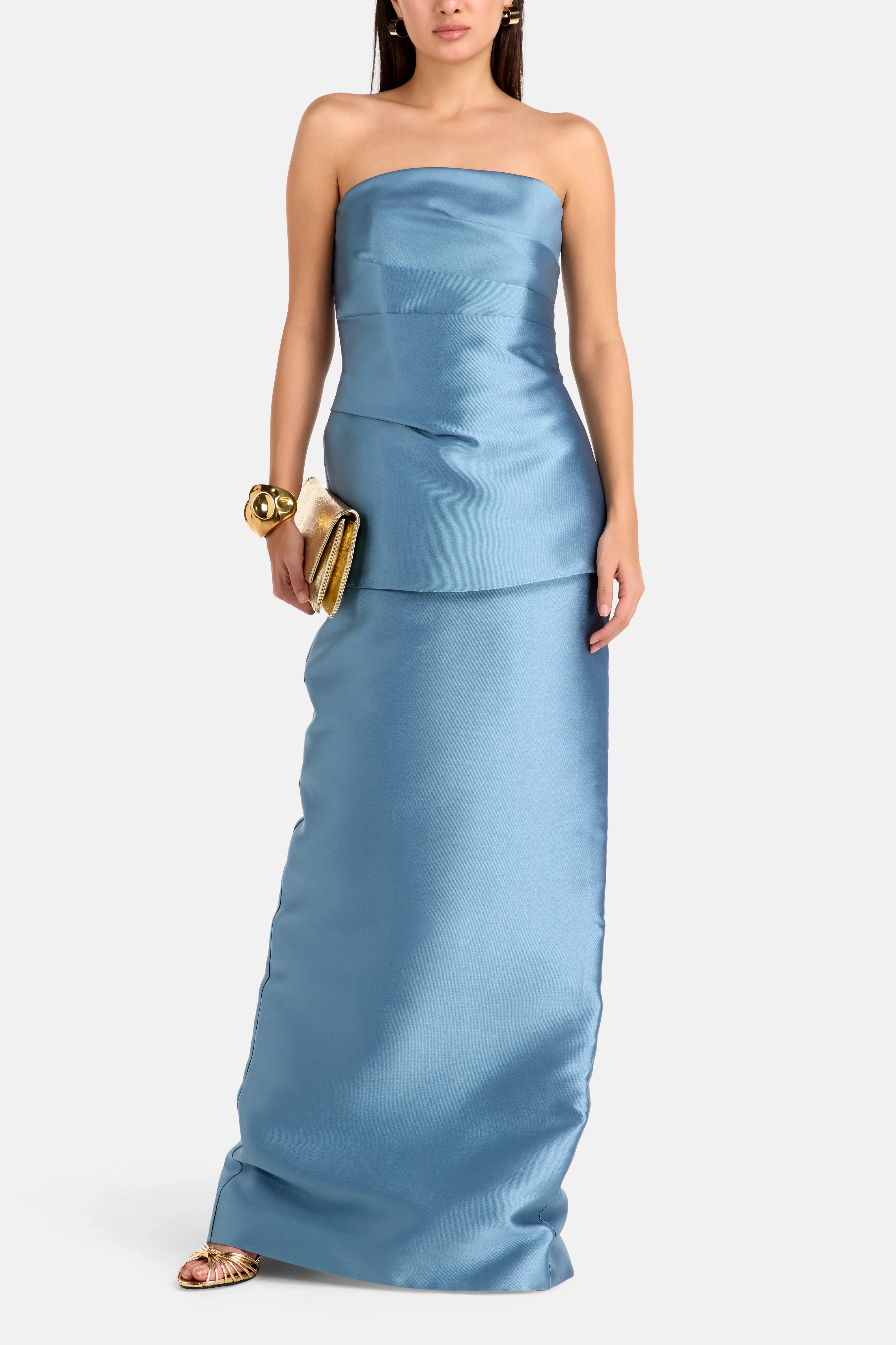 Lucille Strapless Evening Dress in Blue