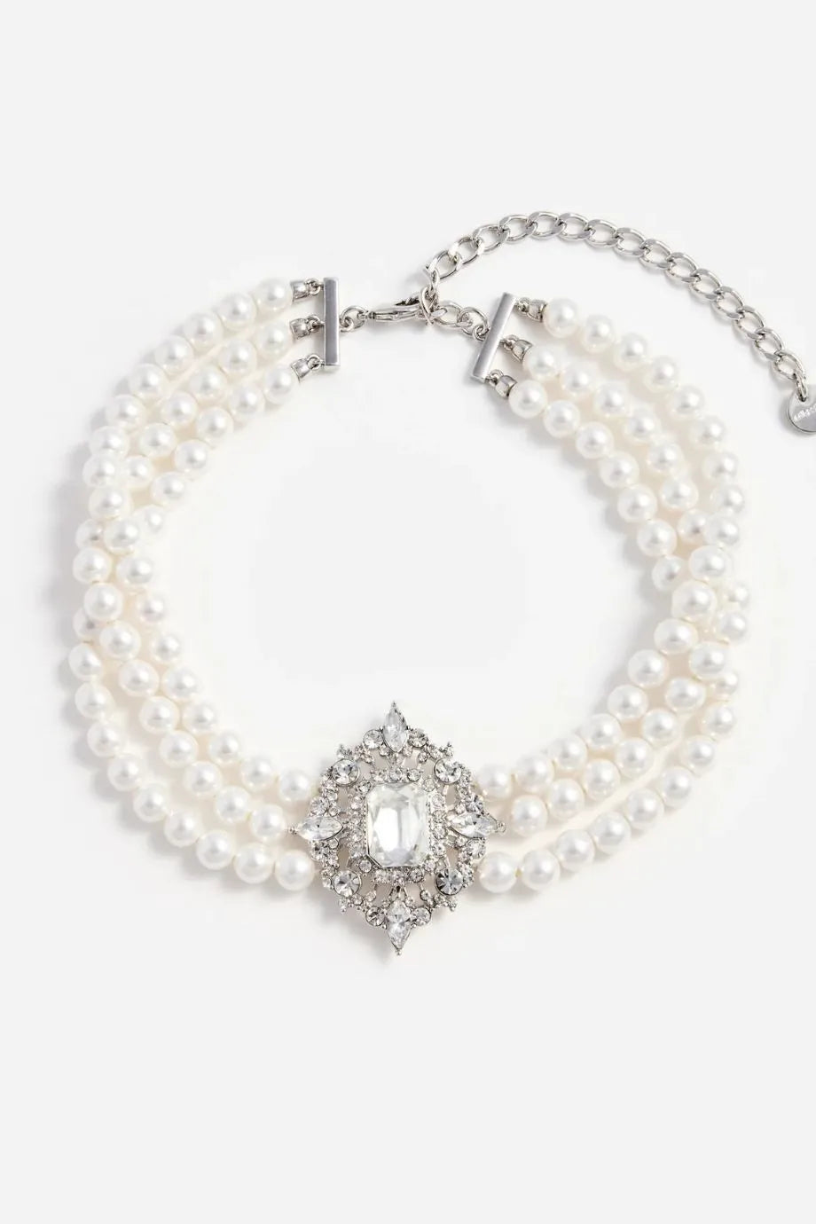 Crystal Pearl Choker in White