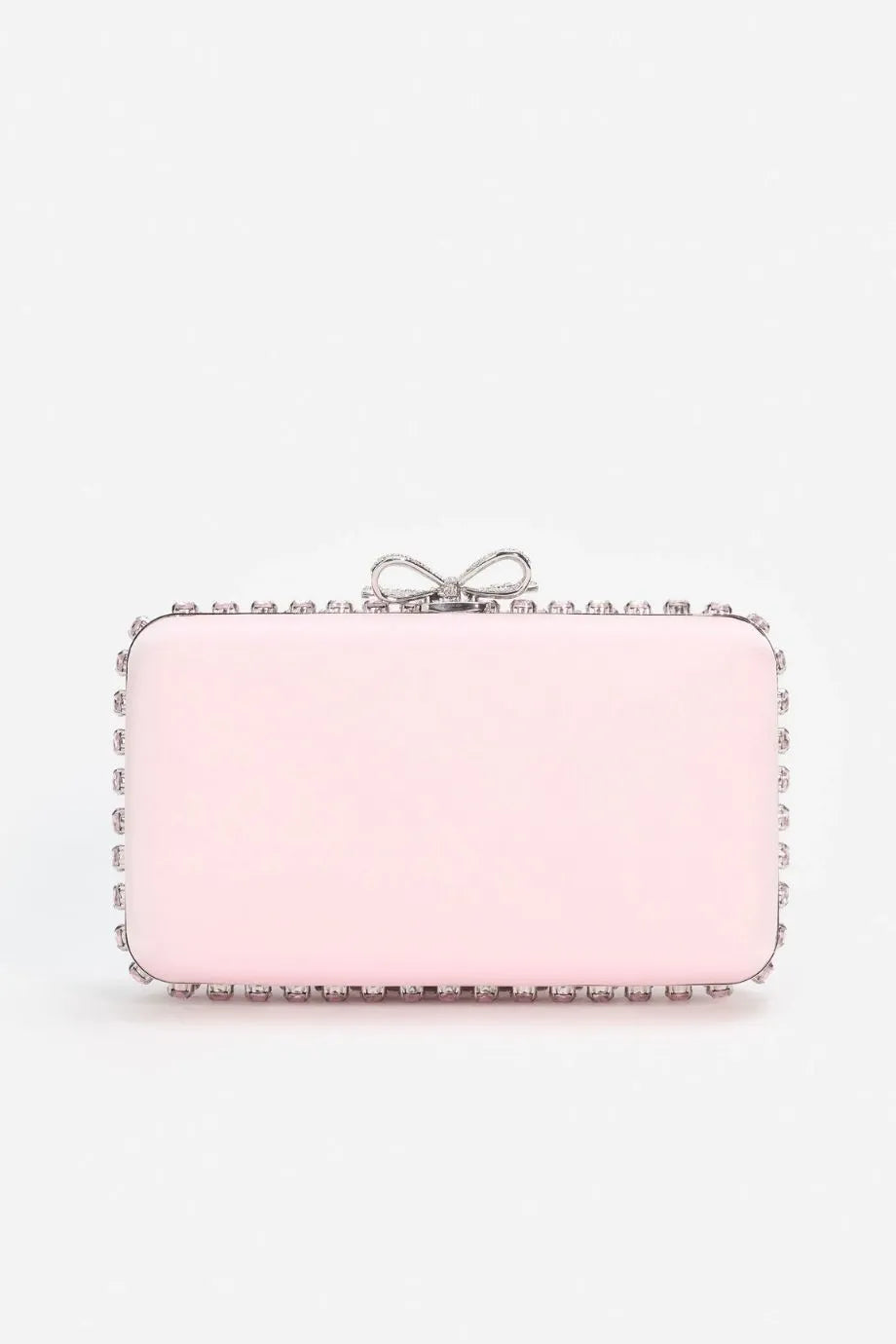 Satin Crystal Clutch Bag in Pink